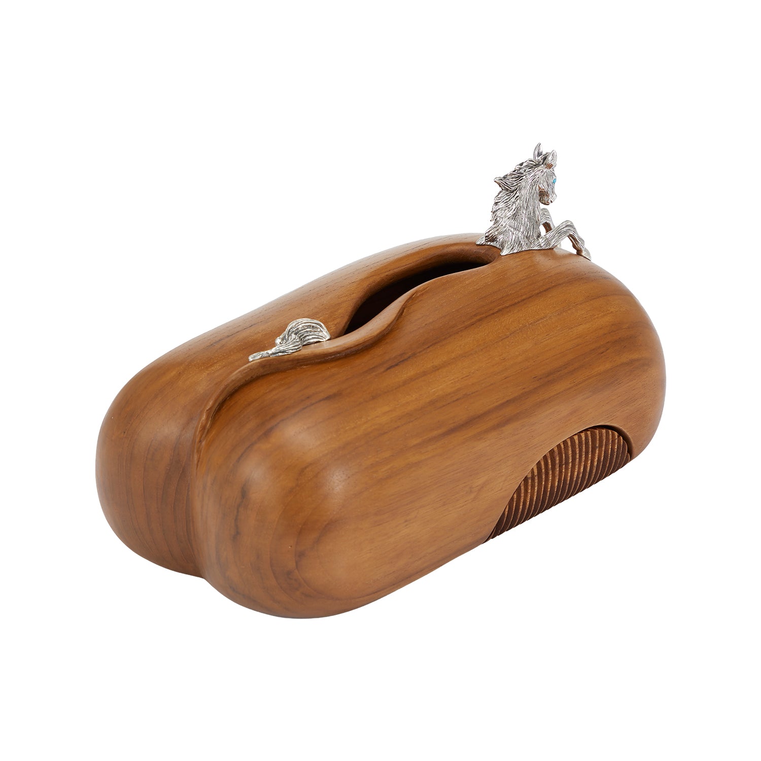 Wooden Tissue Box with Horse