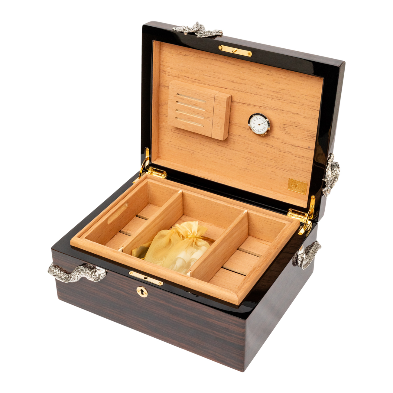 Cigar Humidor Box with silver Dragons #M