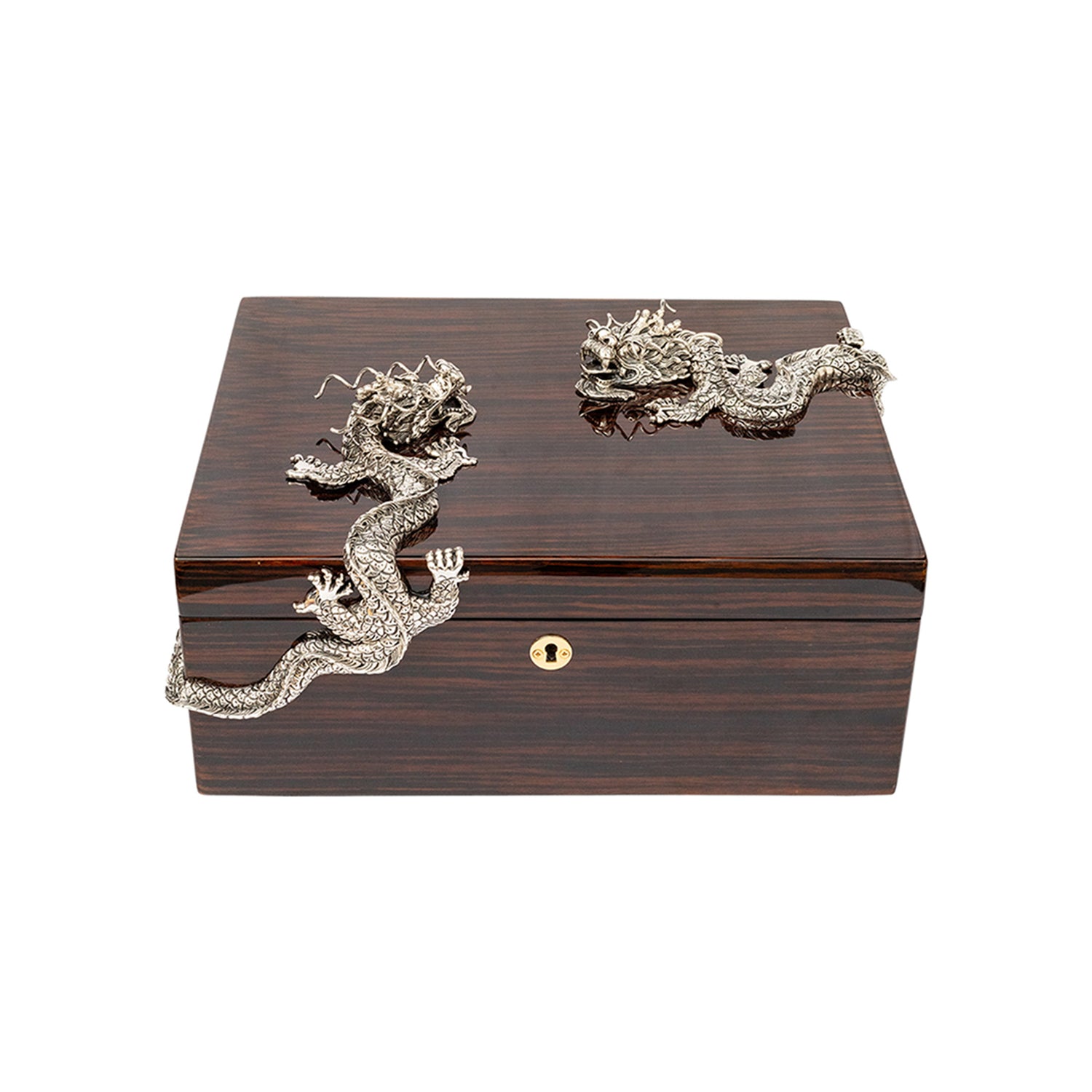 Cigar Humidor Box with silver Dragons #M
