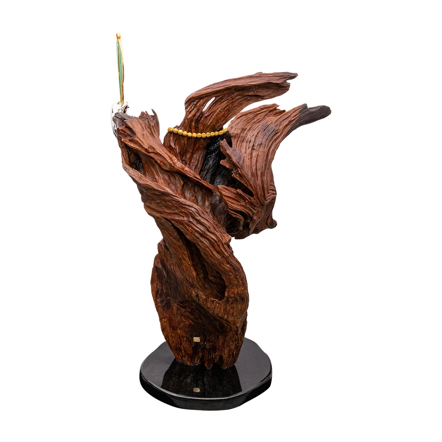 Happy Monk Sculpture with a Fan