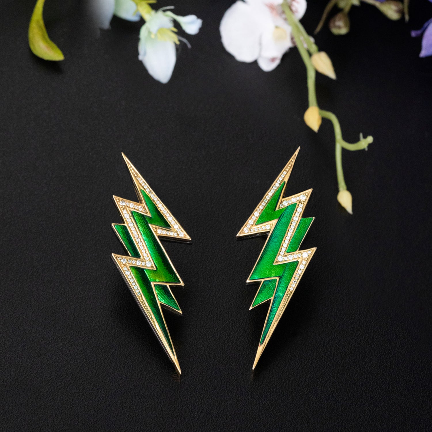 Scarab Lightning Earrings with Diamond