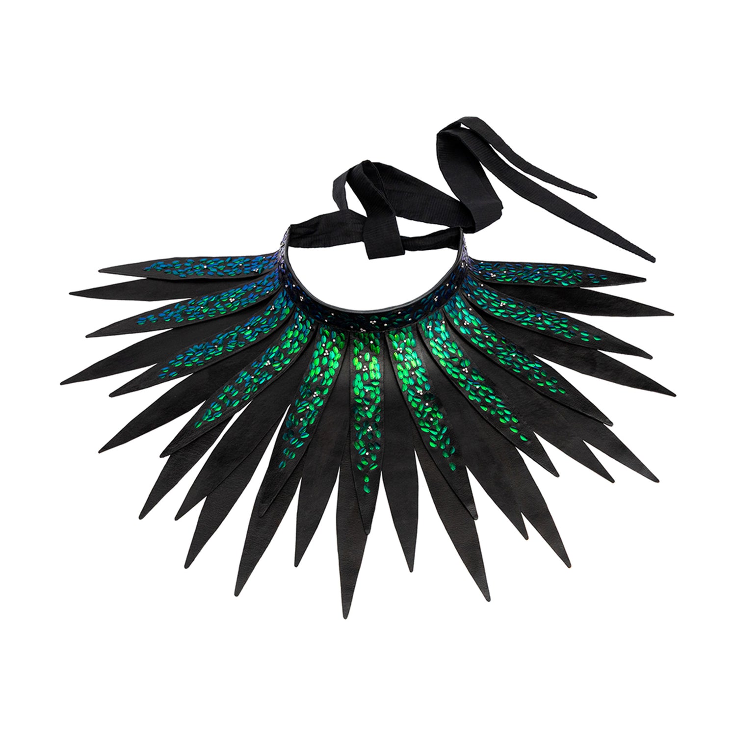 Scarab Couture Feather Collar with Diamond