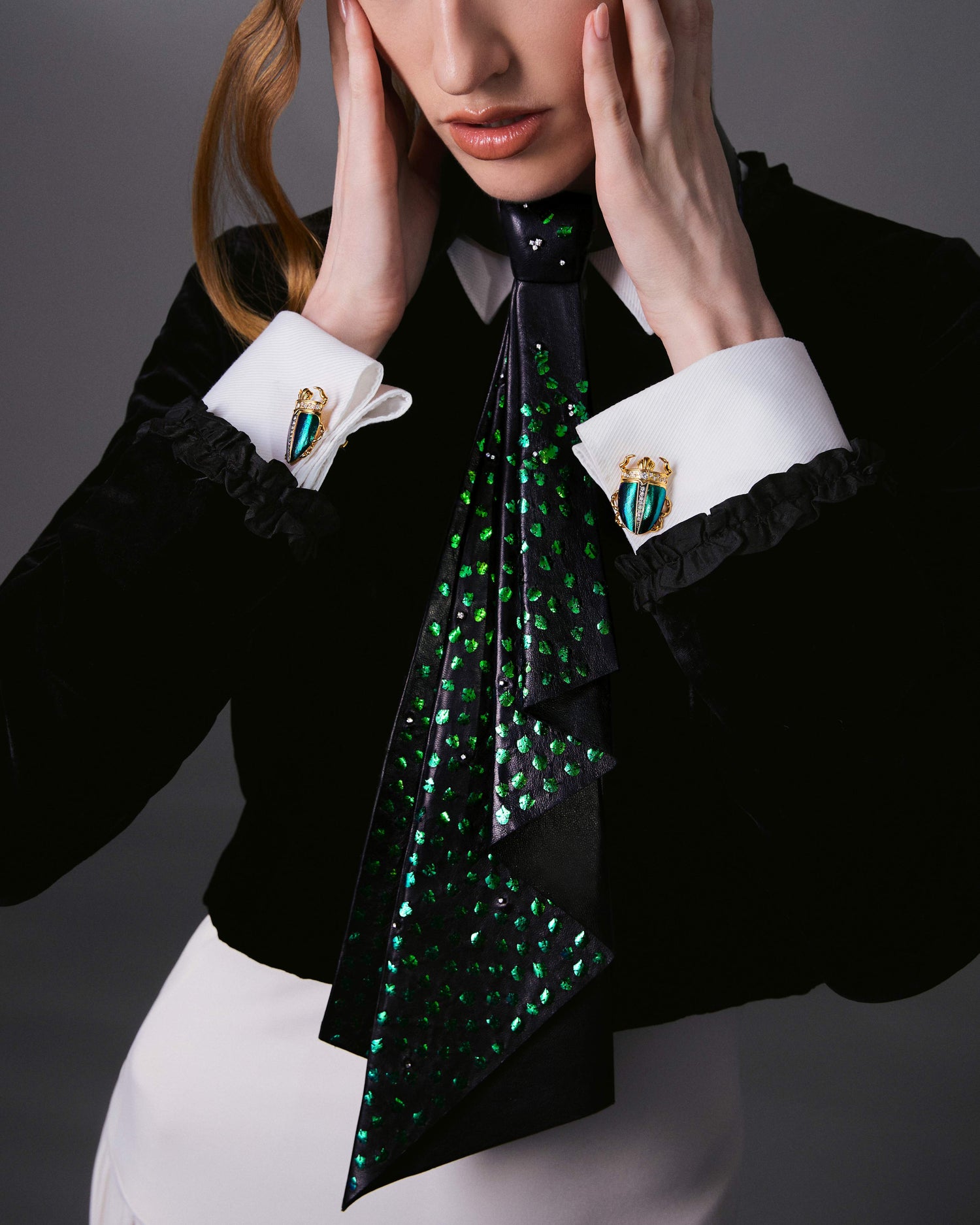 Scarab-Couture Tie & Necklace with Diamond