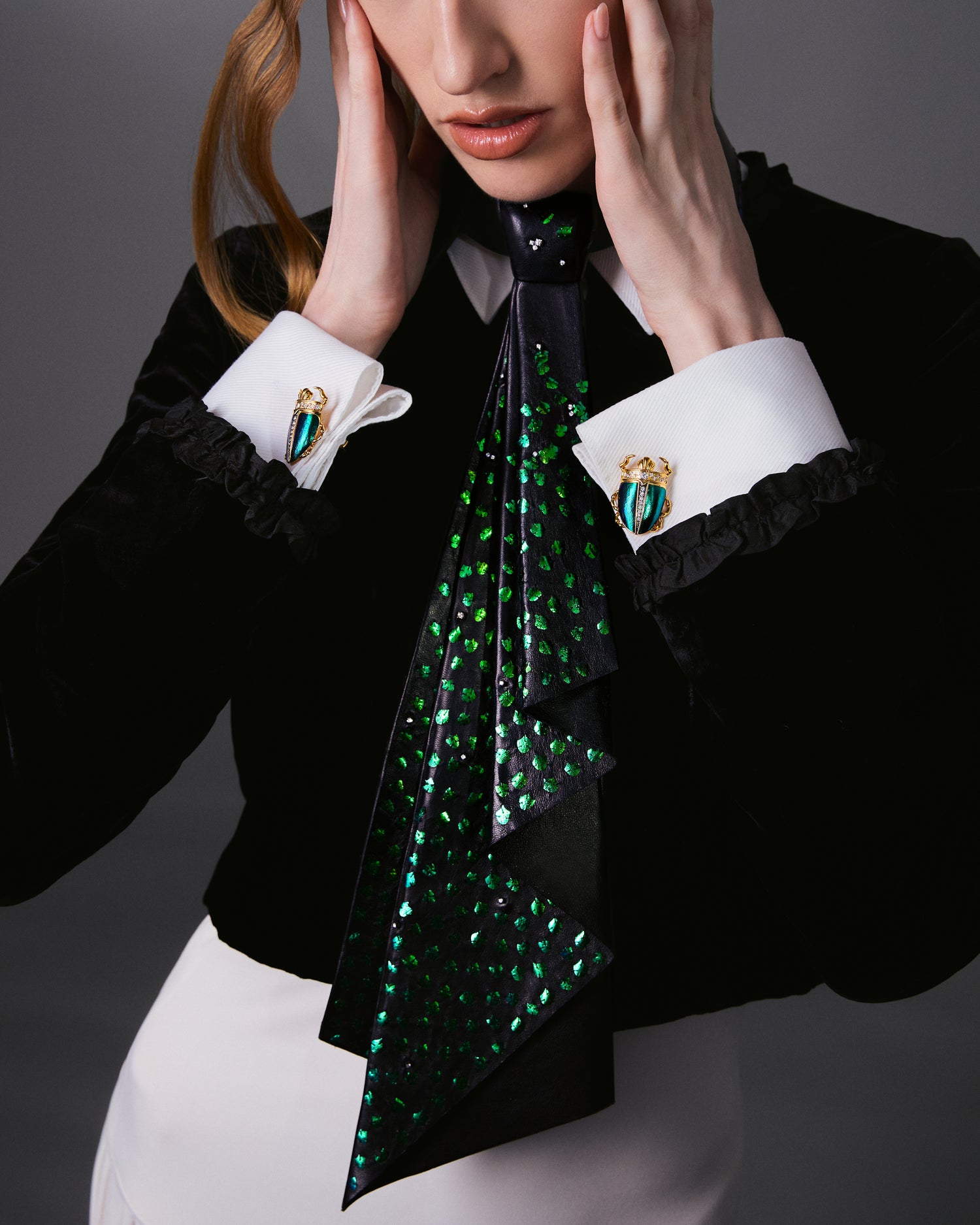 Scarab-Jewelled Beetle Cufflinks with Diamond