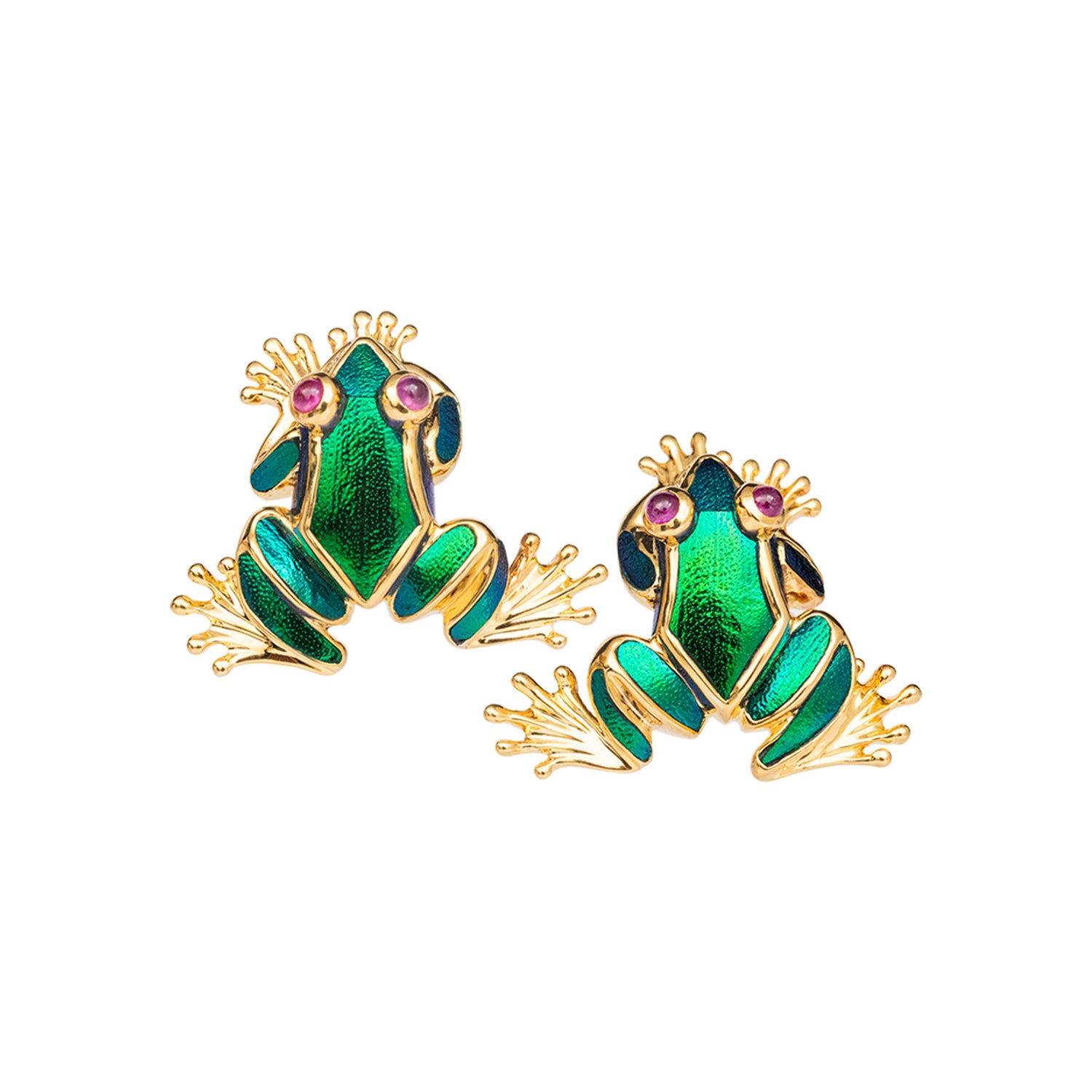 Scarab-Jewelled Toad Cufflinks with Ruby