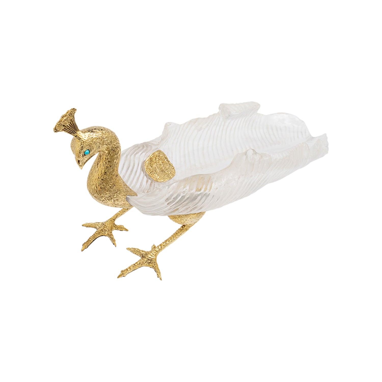 Peacock Crystal Leaf Bowl - Size M