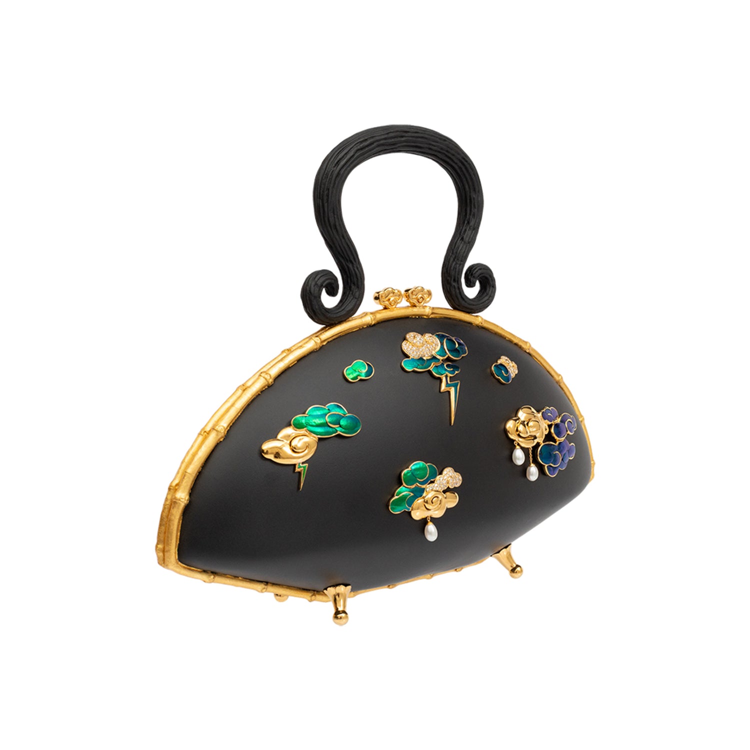 Lightning Struck Drizzle and Cloud Bag with Scarab, Diamond & Pearl