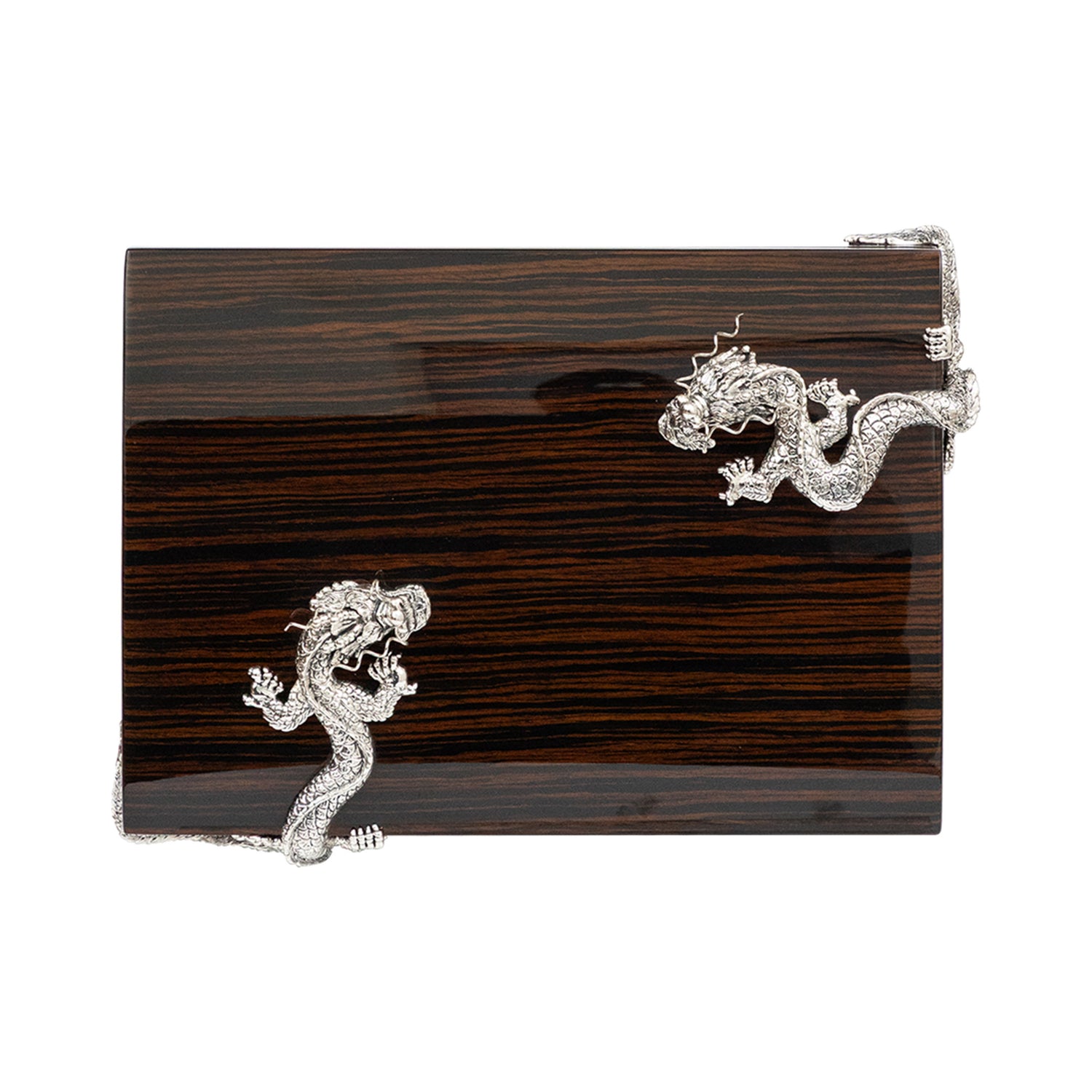 Cigar Humidor with Twin Silver Dragons #L