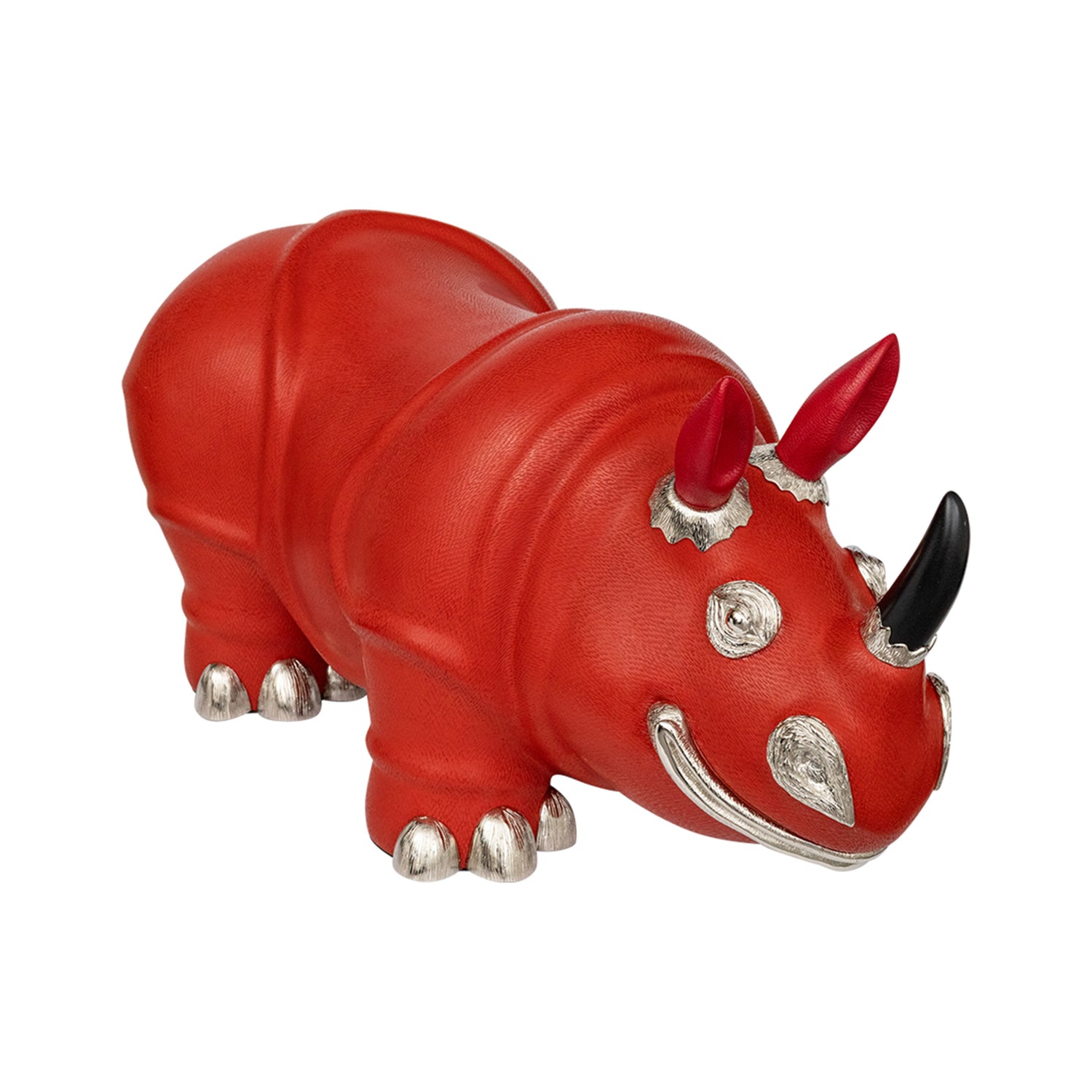 Red Lacquer Rhino Stool