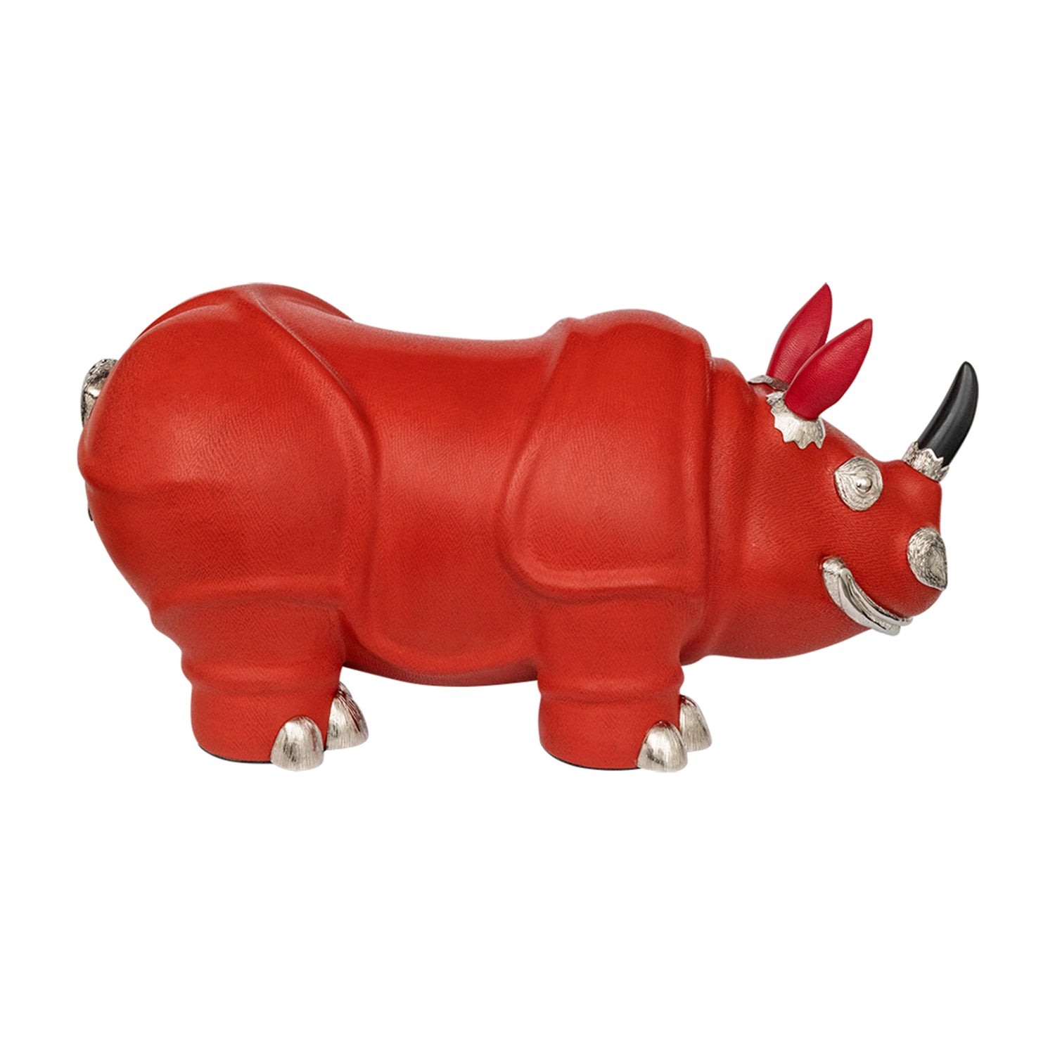 Red Lacquer Rhino Stool