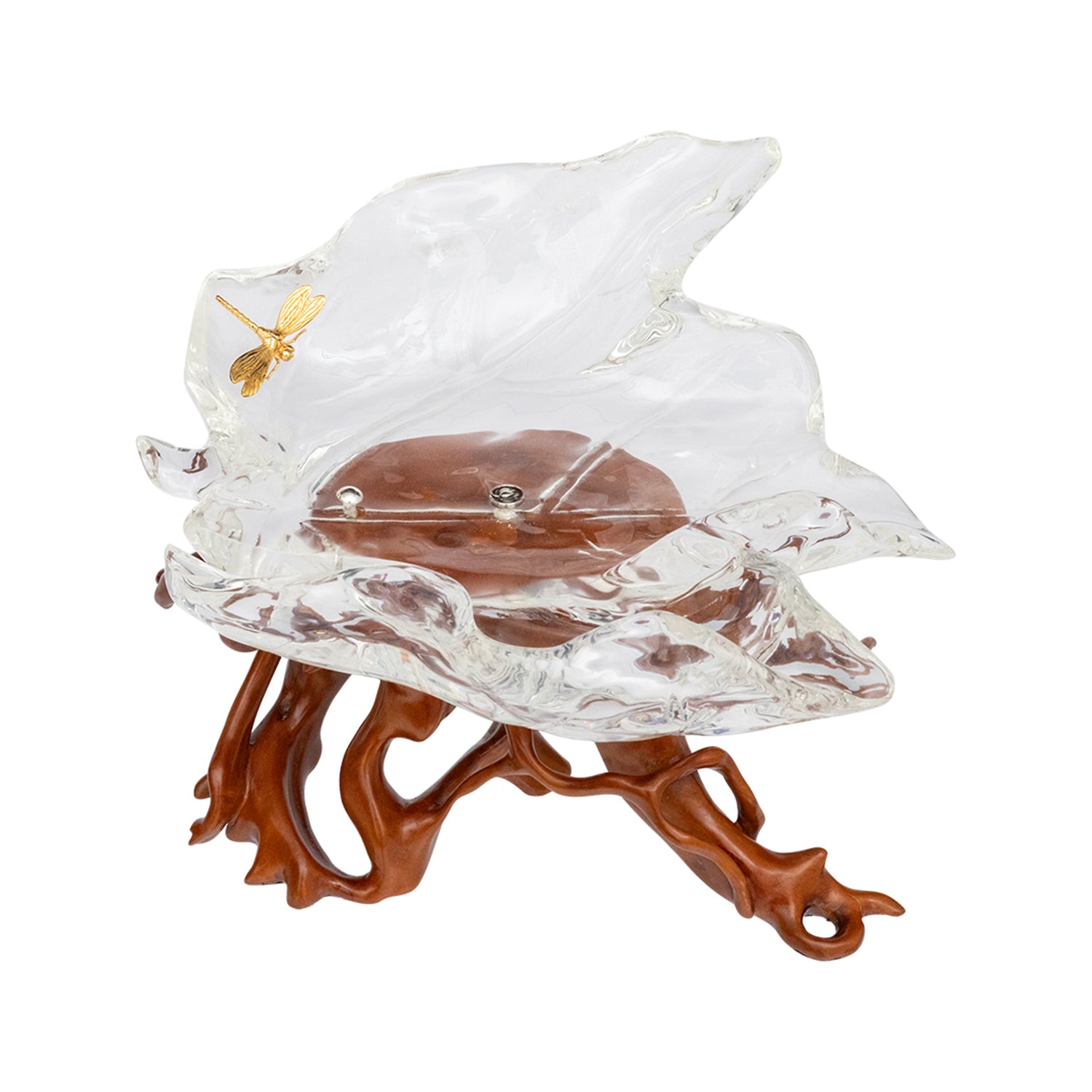 Glacial Maple Leaf Bowl with Golden Dragonfly