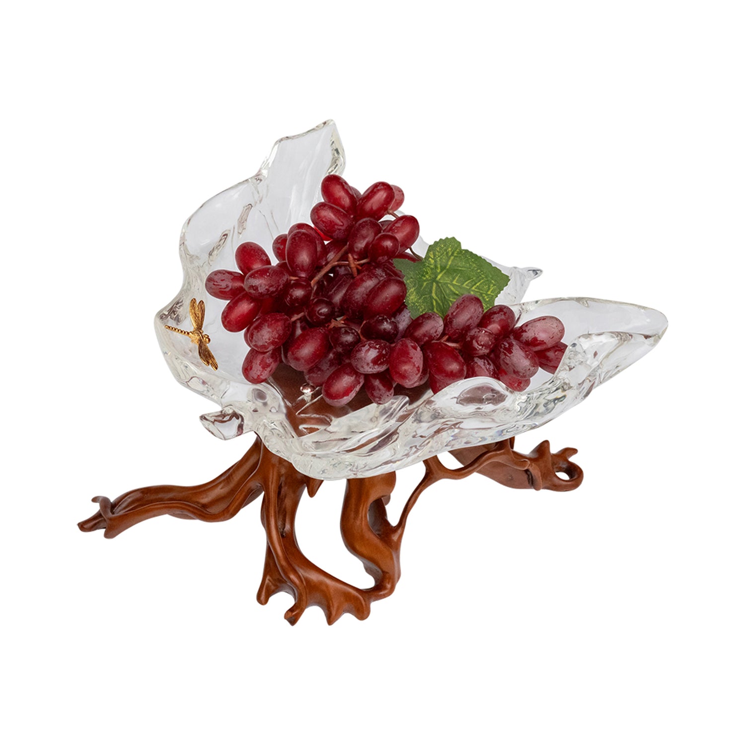 Glacial Maple Leaf Bowl with Golden Dragonfly