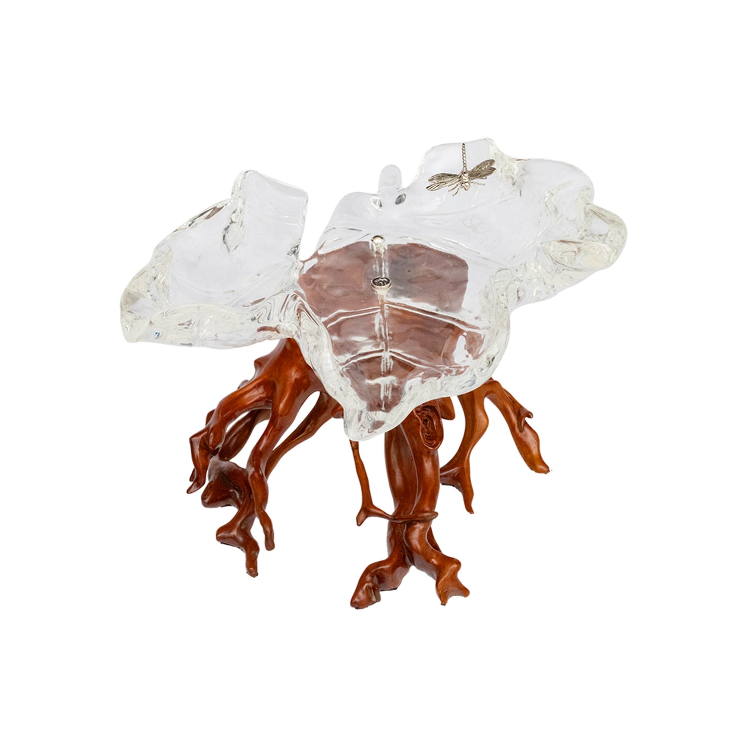 Glacial Maple Leaf Bowl with Moonlit Dragonfly