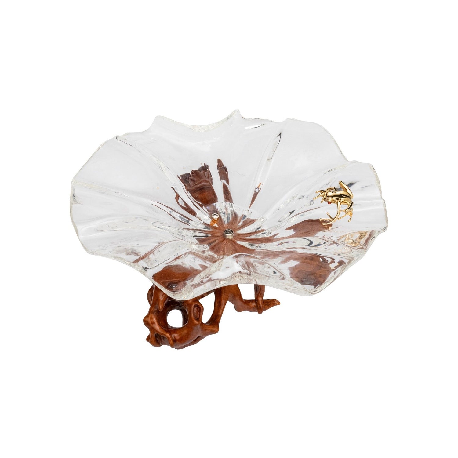 Frosted Leaf and Golden Frog Bowl