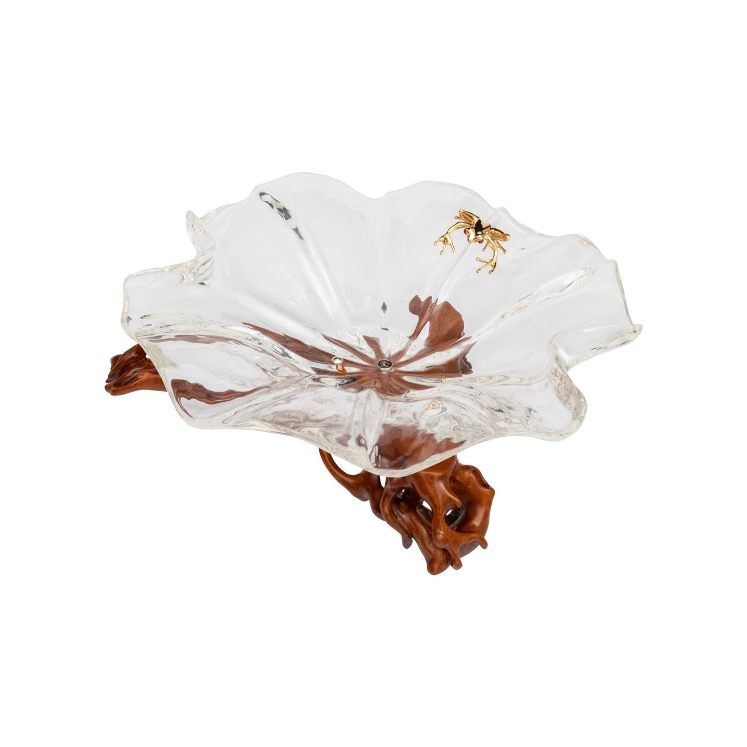 Frosted Leaf and Golden Frog Bowl