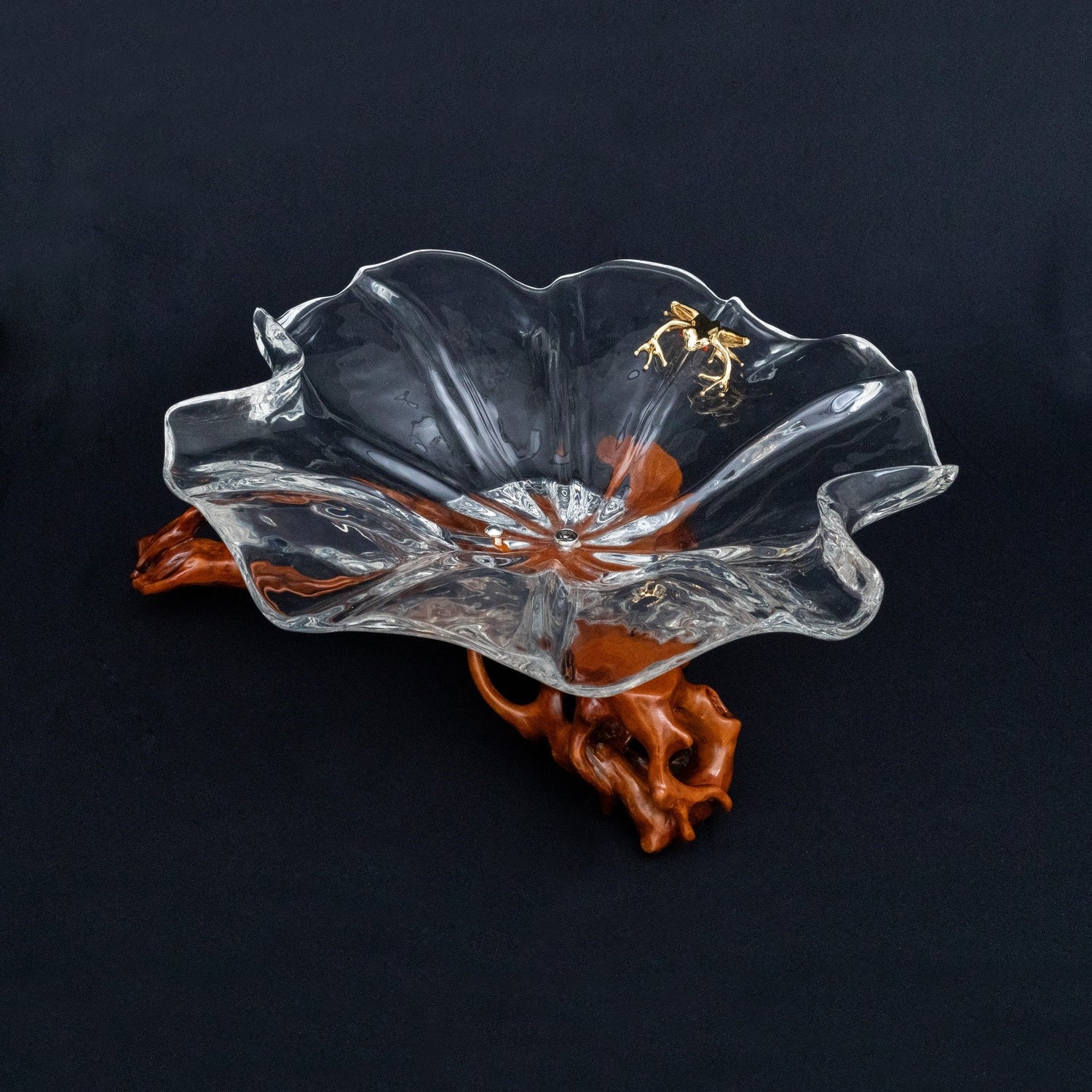 Frosted Leaf and Golden Frog Bowl