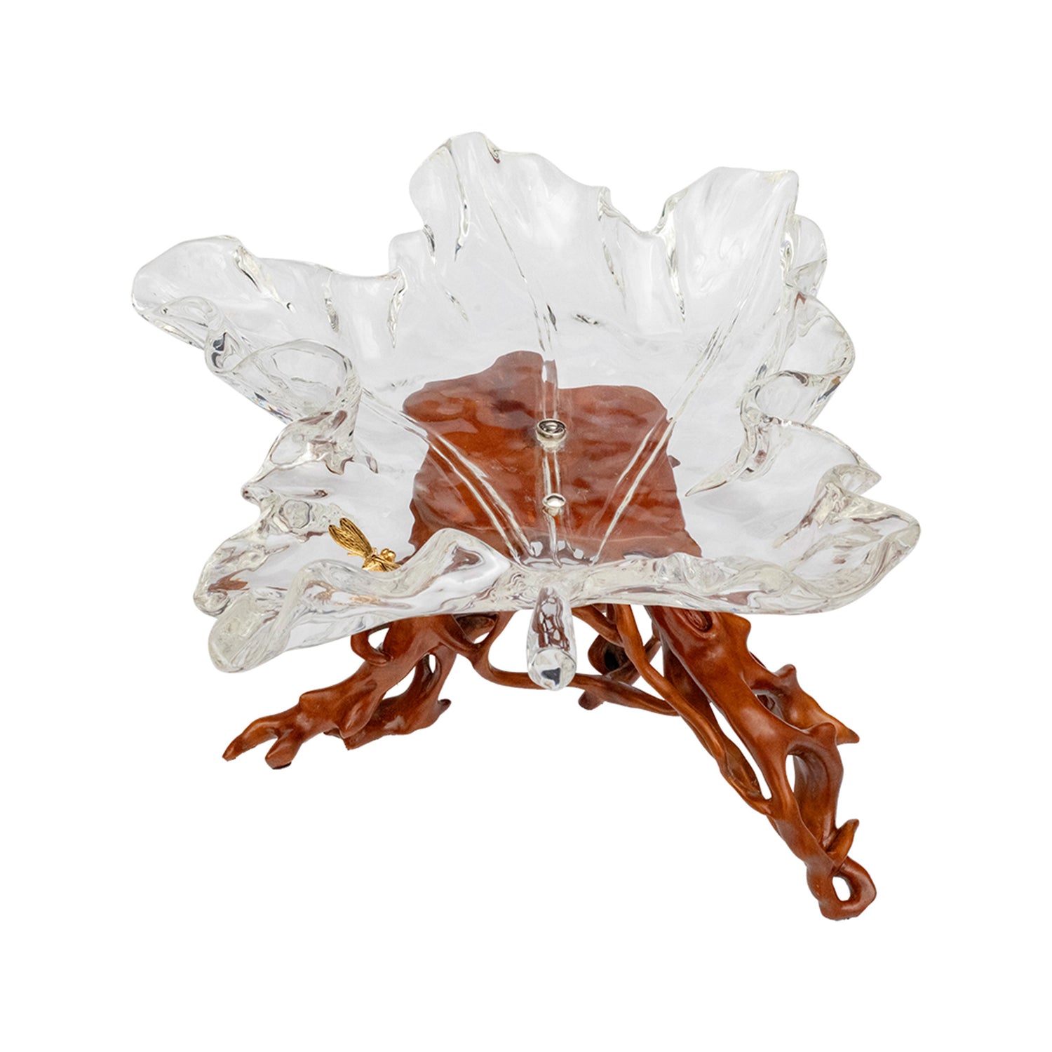 Glacial Maple Leaf Bowl with Golden Dragonfly