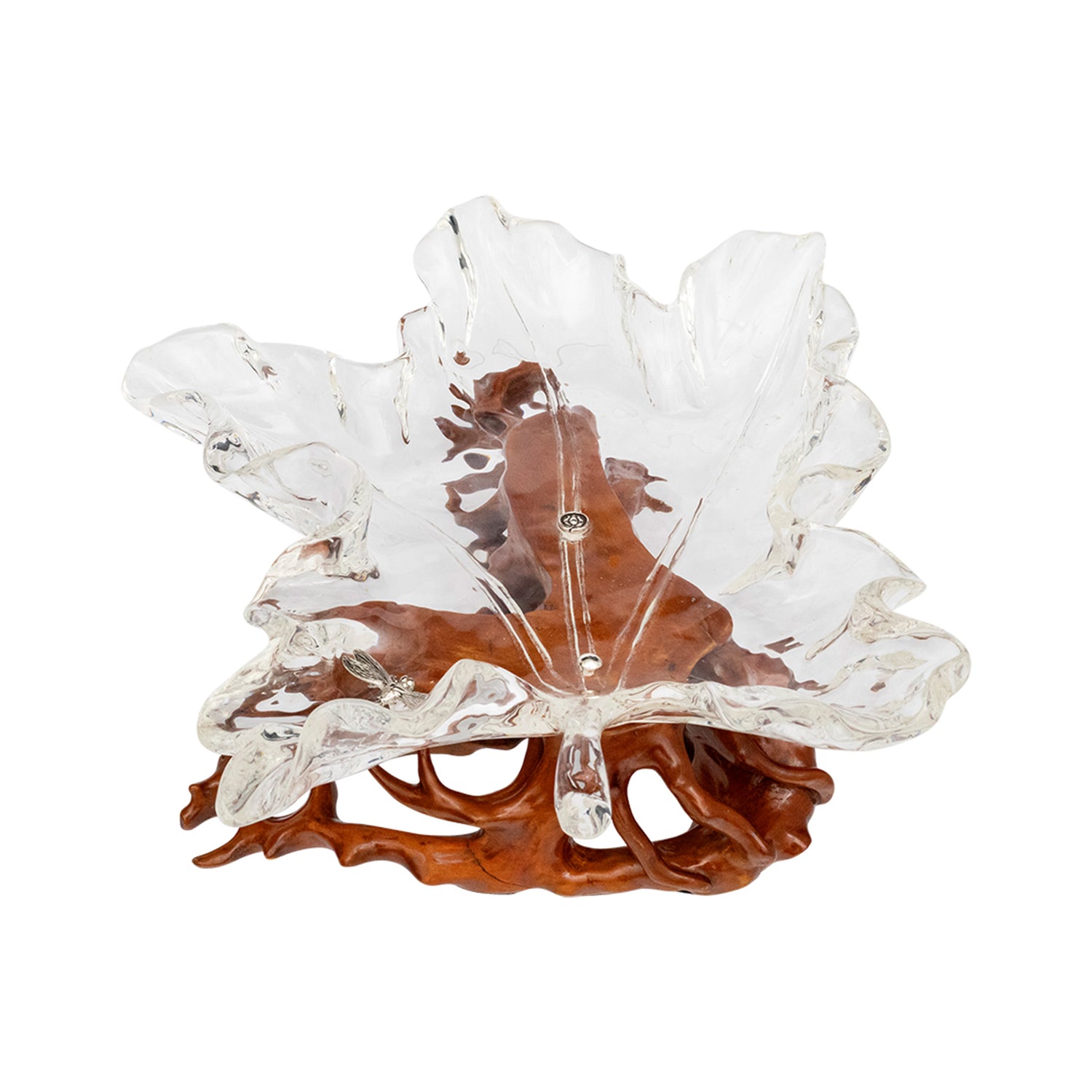 Glacial Maple Leaf Bowl with Moonlit Dragonfly