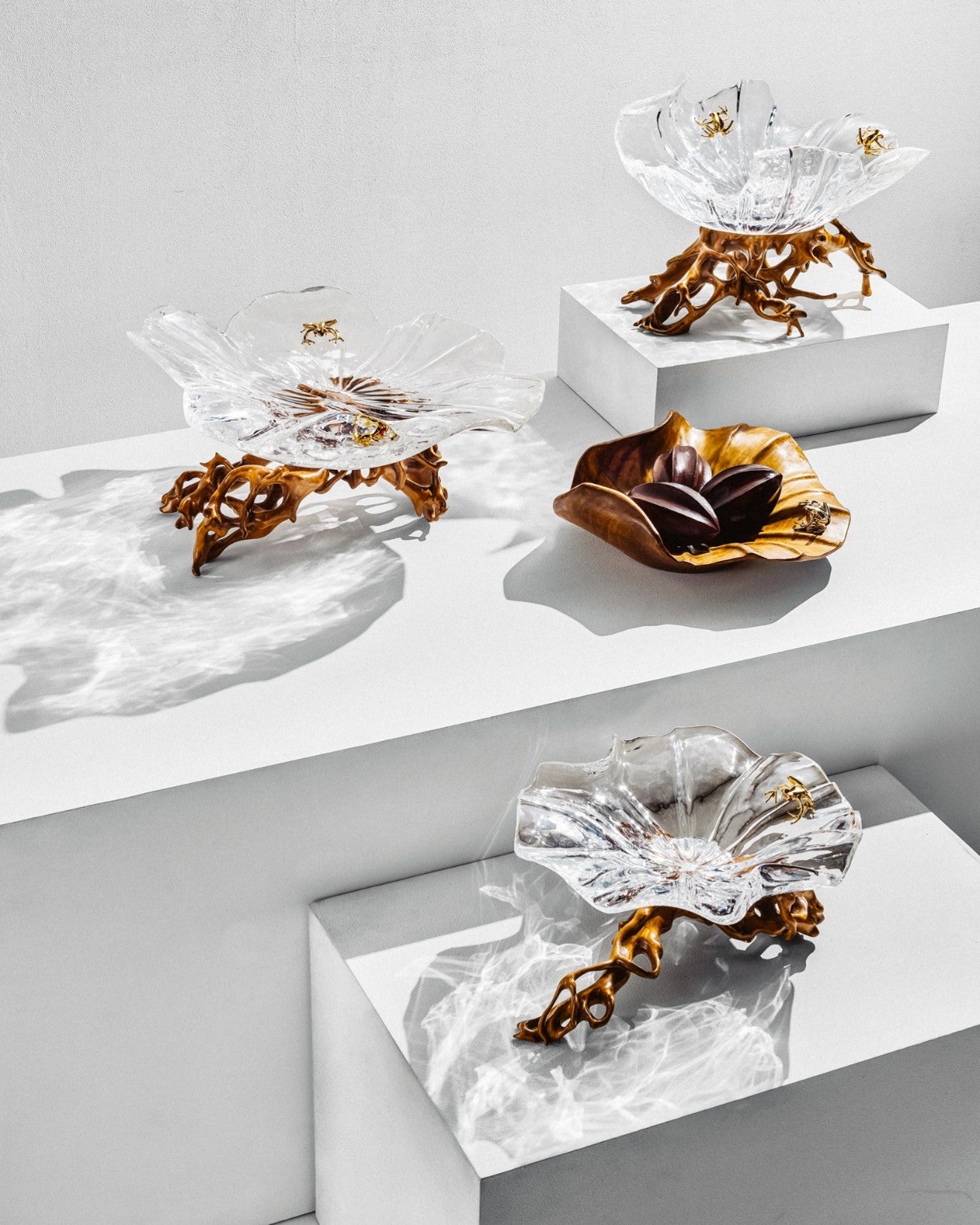 Frosted Leaf and Golden Frog Bowl