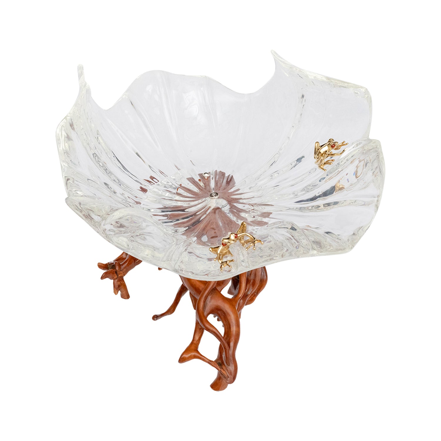 Frosted Leaf and Golden Frog Bowl