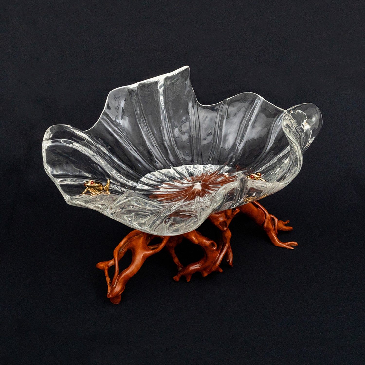 Frosted Leaf and Golden Frog Bowl