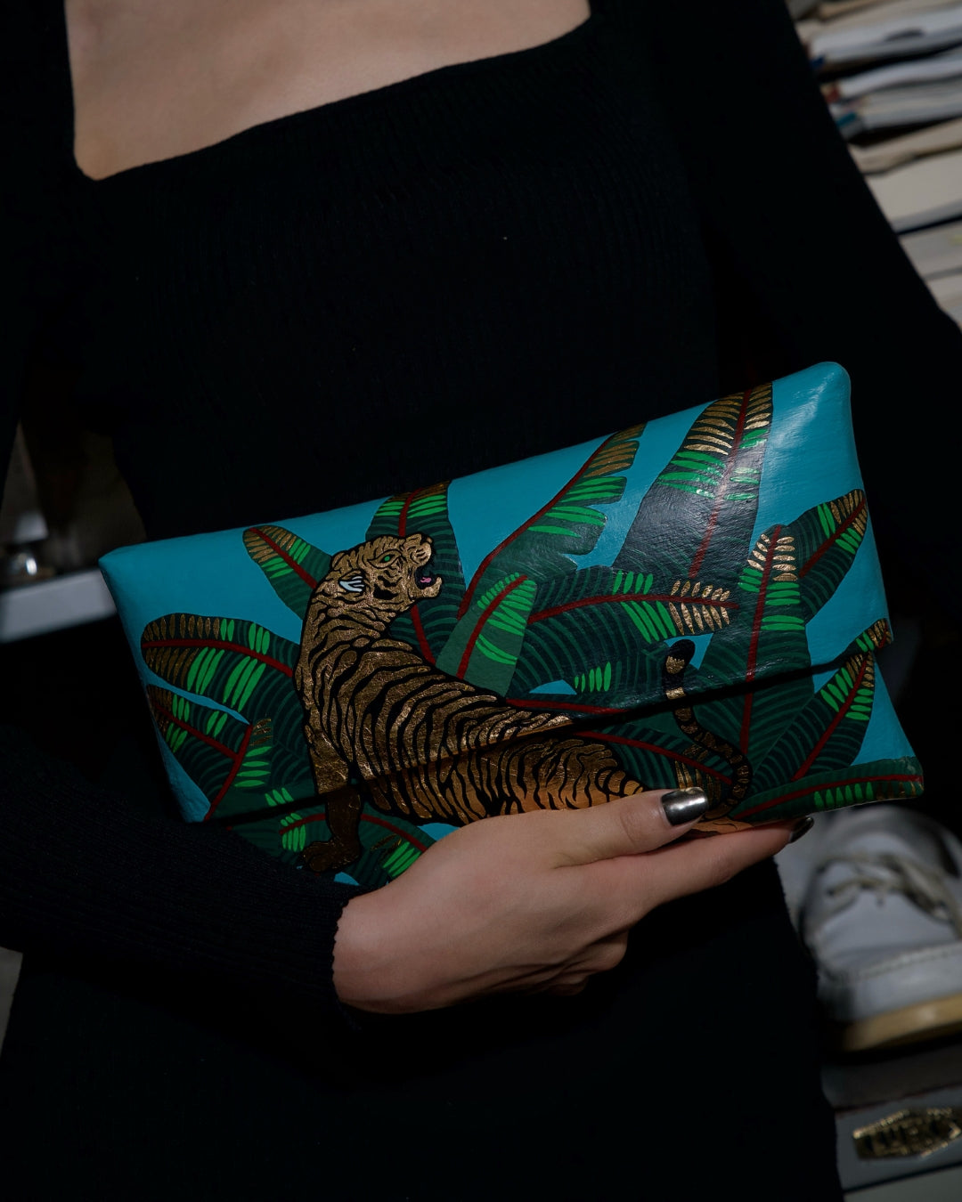 Blue Jungle Tiger Clutch