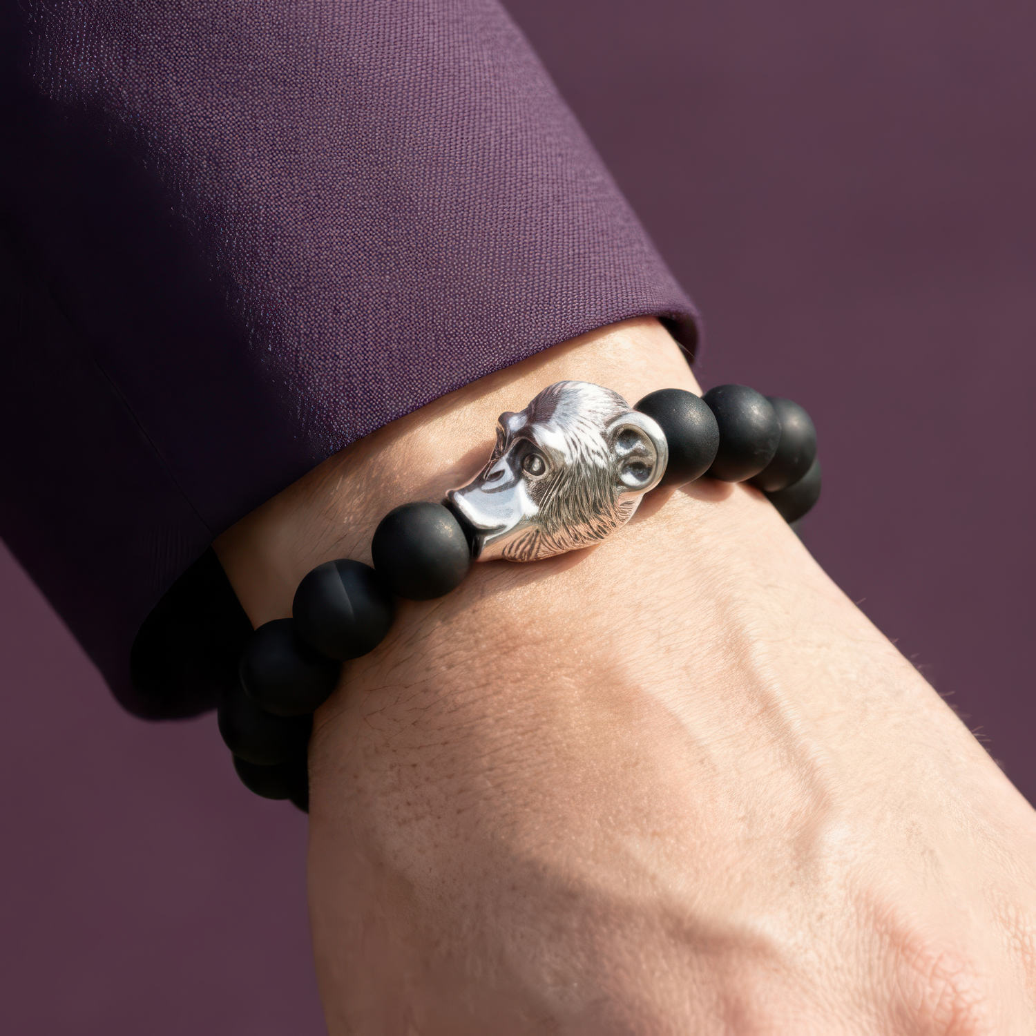 Chinese Zodiac Ebony Bead Bracelet - Year of the Monkey