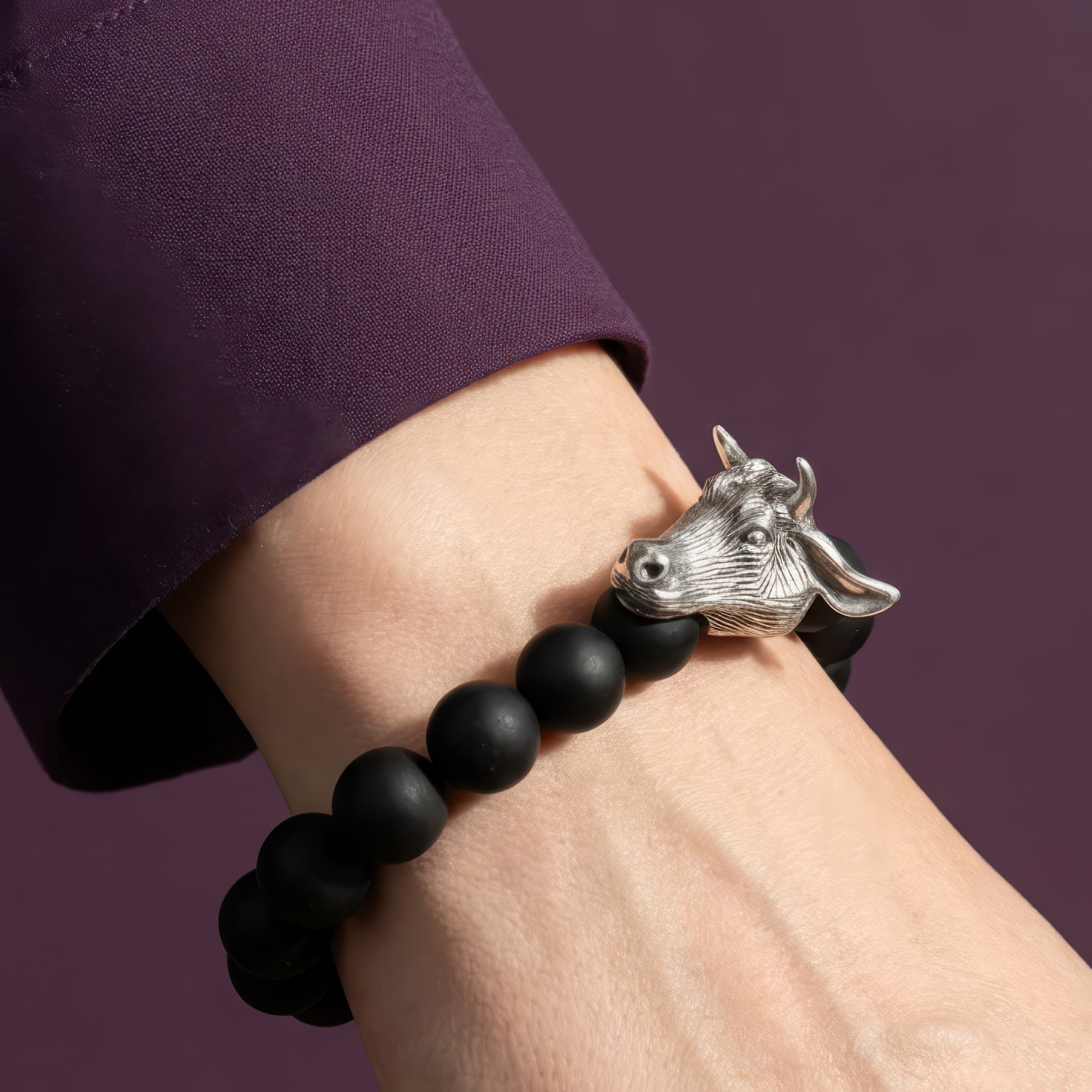 Chinese Zodiac Ebony Bead Bracelet - Year of the Ox