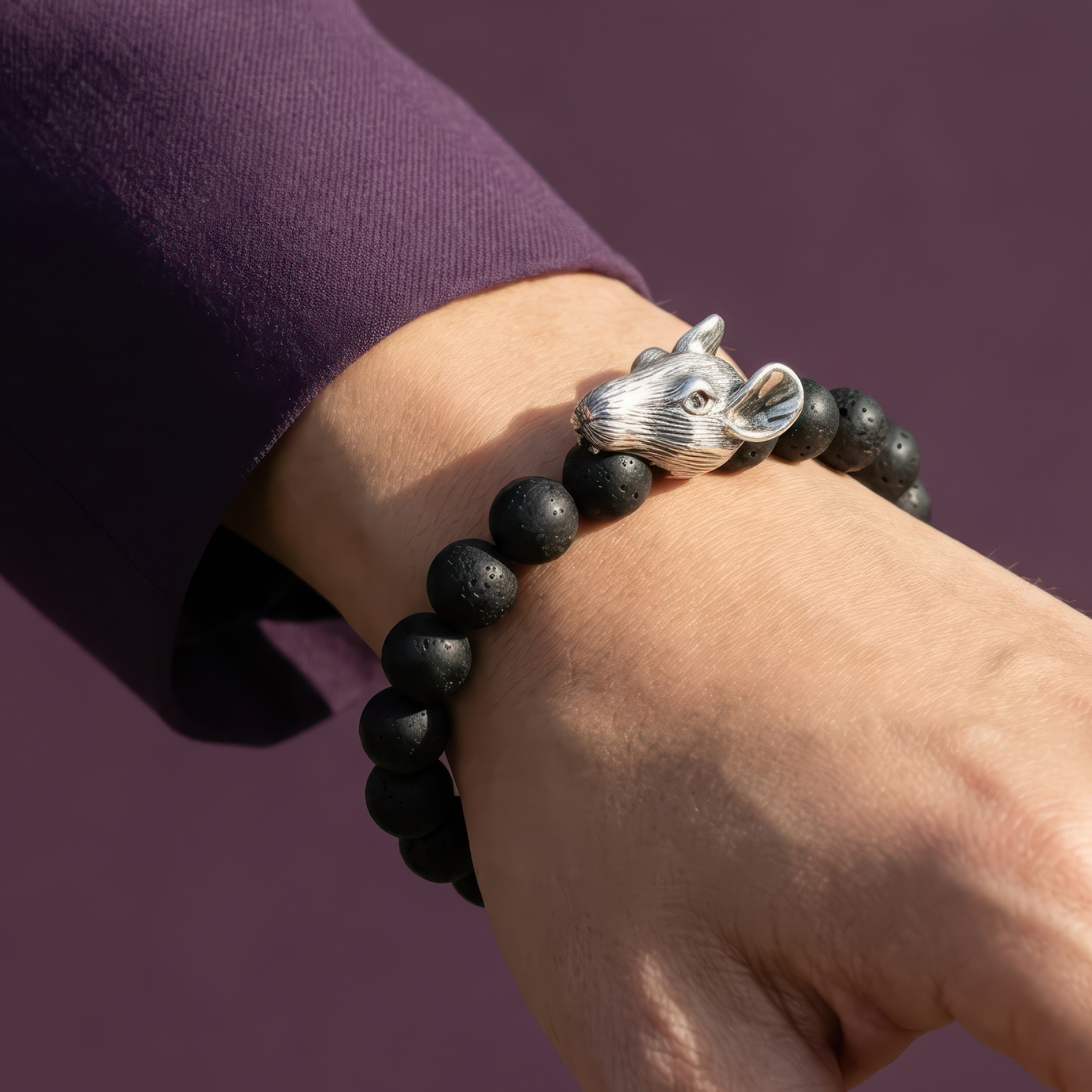 Chinese Zodiac Ebony Bead Bracelet - Year of the Rat