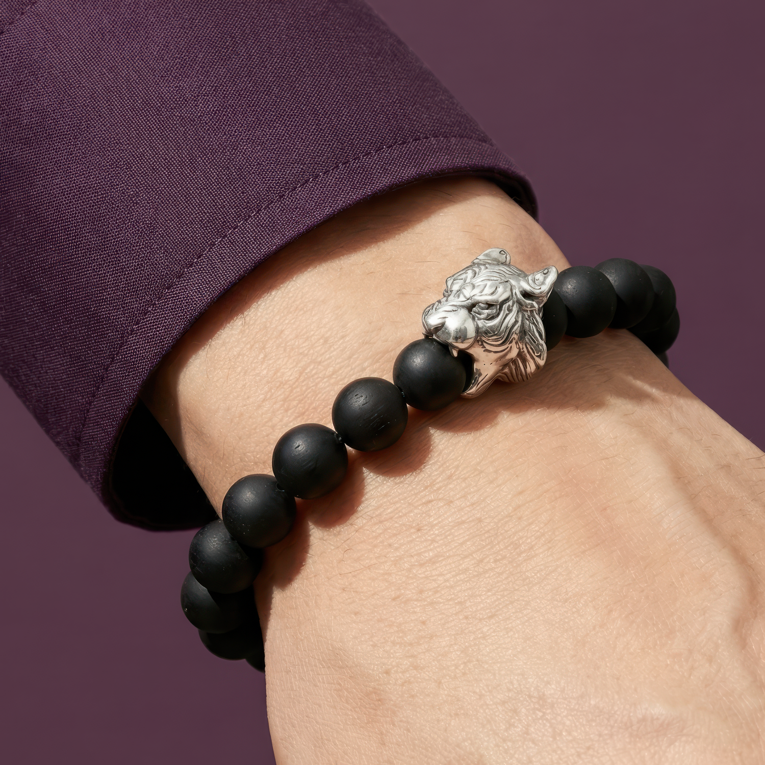 Chinese Zodiac Ebony Bead Bracelet - Year of the Tiger