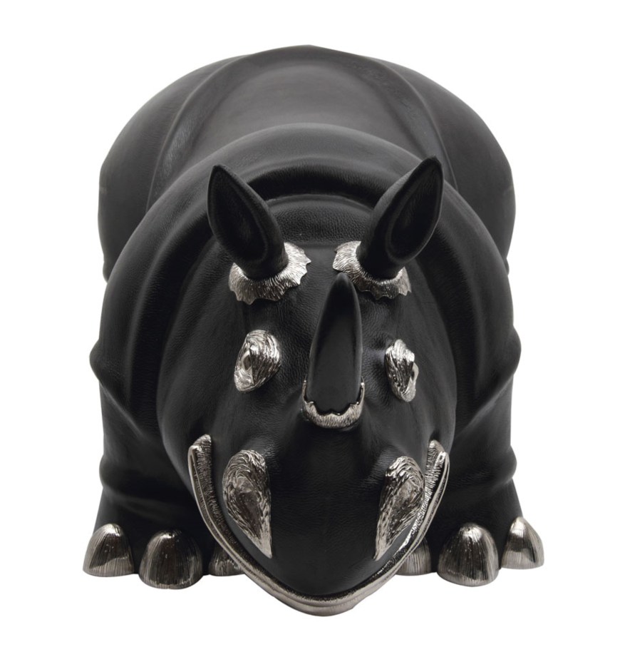 Brown Leather Rhino Stool