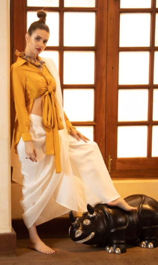 Brown Leather Rhino Stool