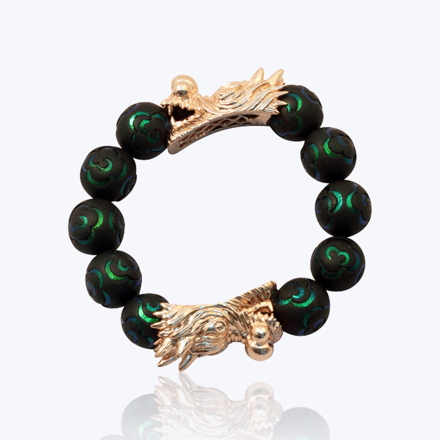 Scarab Bracelet with Dual Mystical Dragons Scarab Bracelet with Dual Mystical Dragons