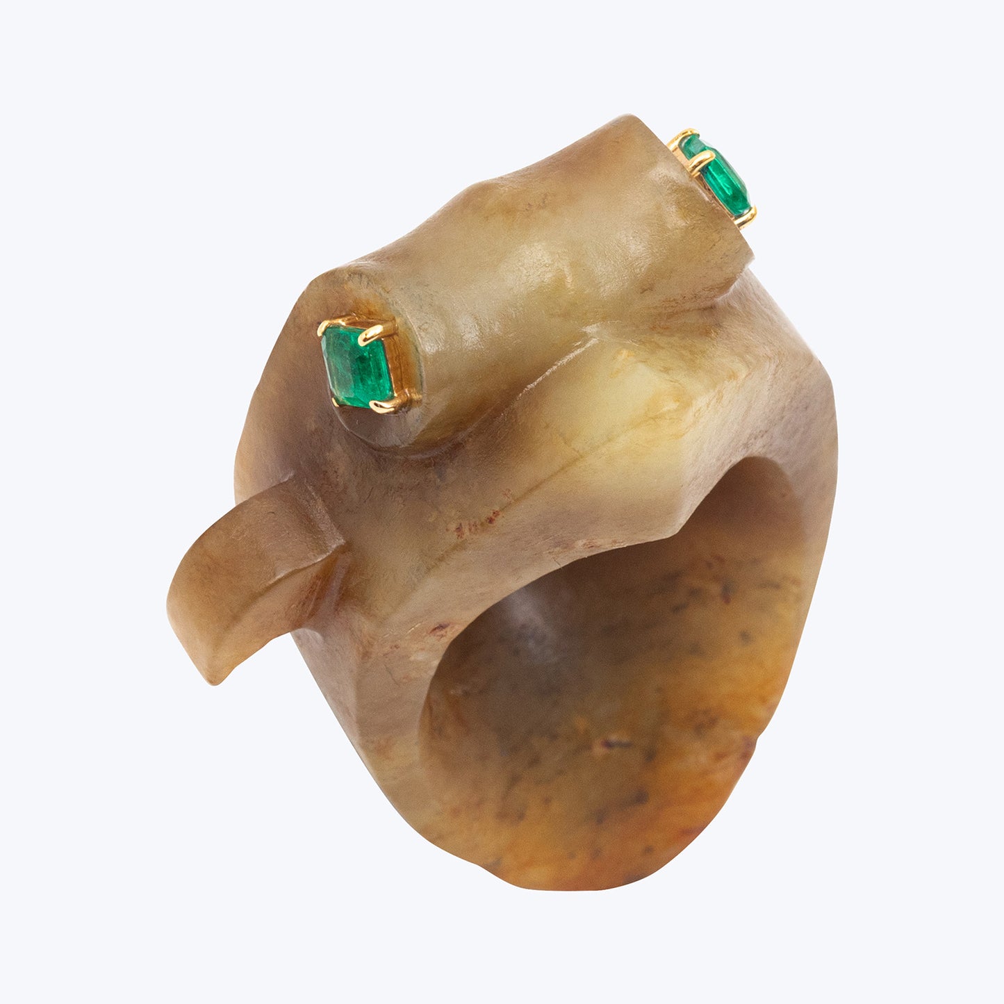 Antique Chinese Male Jade ring with Panjsheer Emeralds.