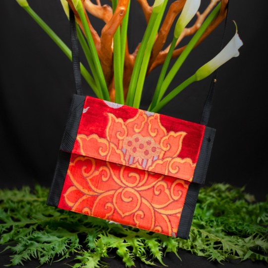 Brocade handbag with Obi textile