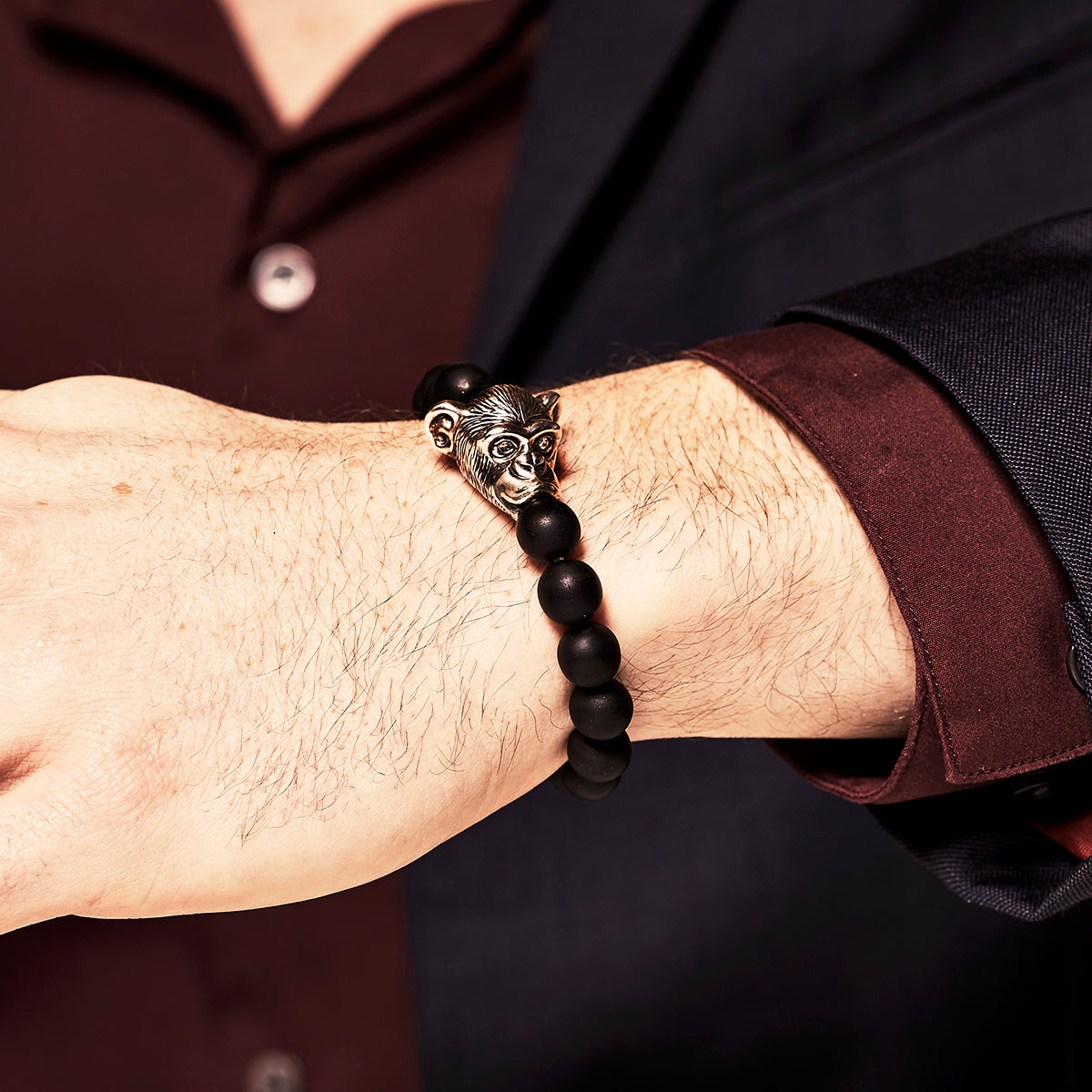 Chinese Zodiac Ebony Bead Bracelet - Year of the Monkey