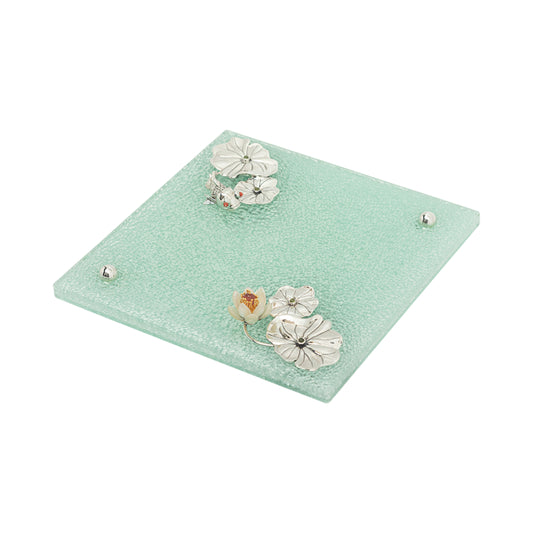 Glass Plate with Goldfish & Lotus Leaves