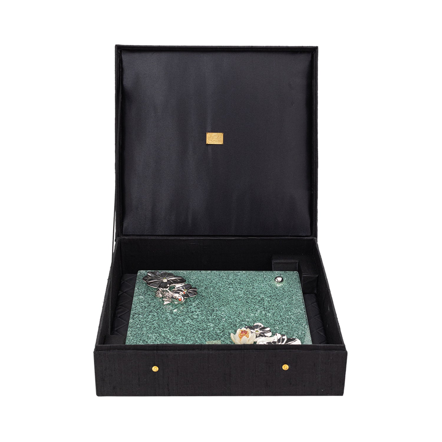 Glass Plate with Goldfish & Lotus Leaves