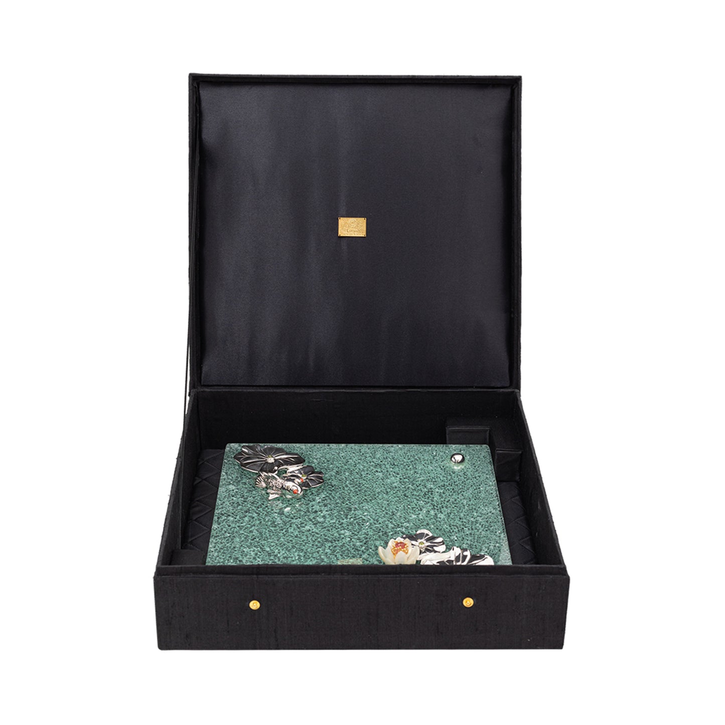 Glass Plate with Goldfish & Lotus Leaves