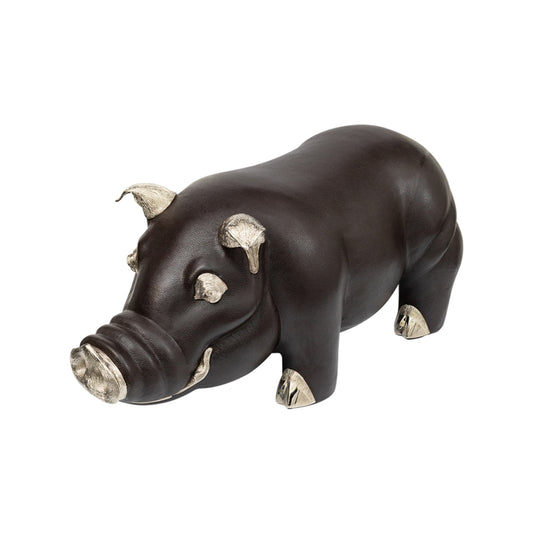 Brown Leather Pig Stool