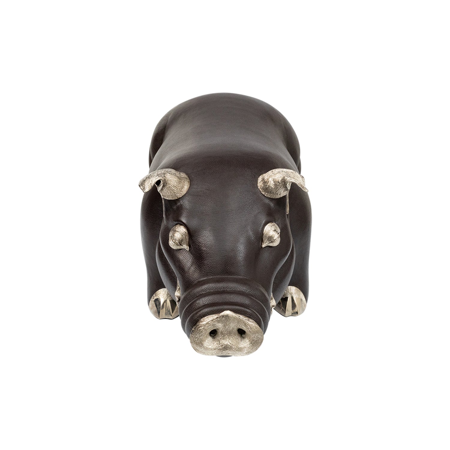 Brown Leather Pig Stool