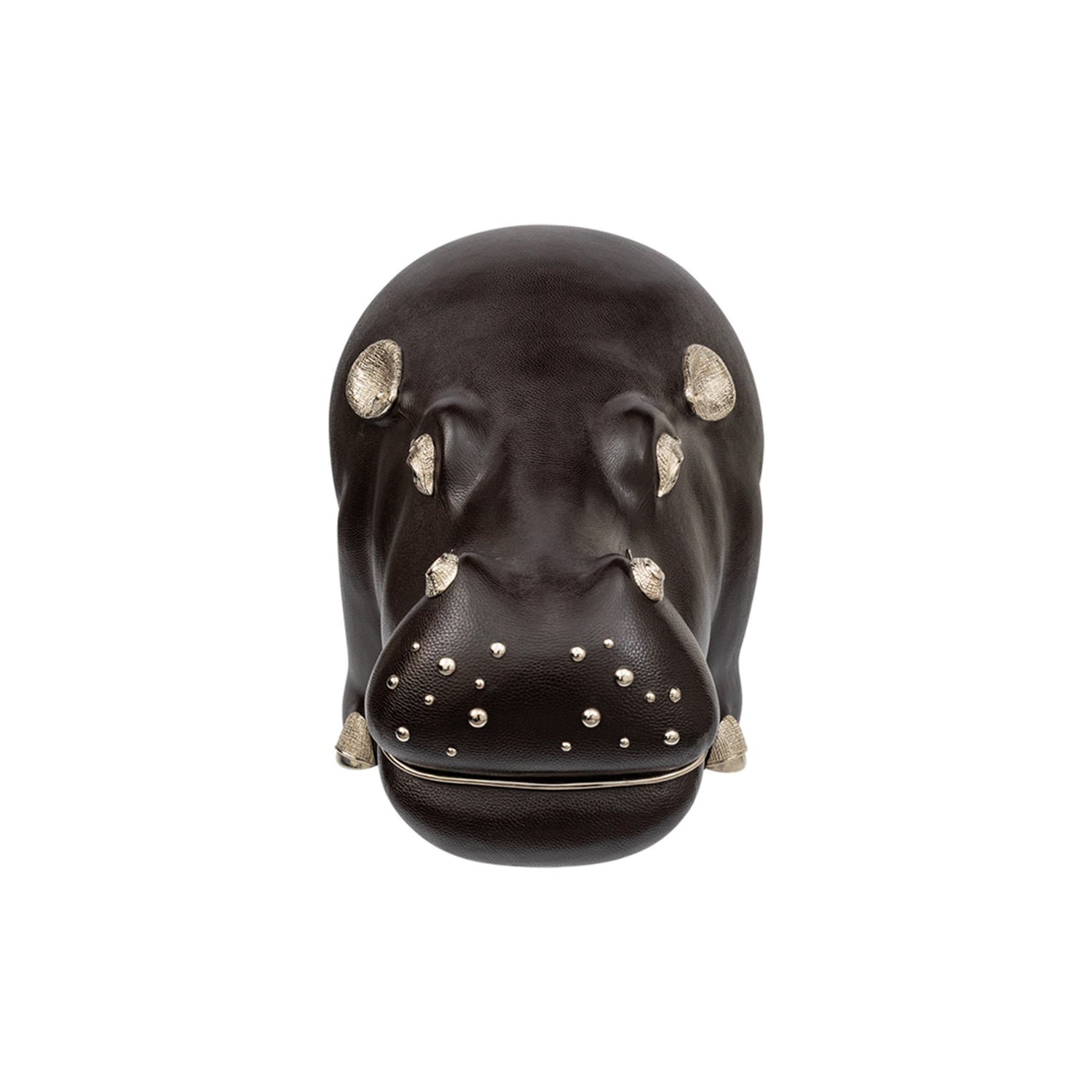 Brown Leather Hippo Stool