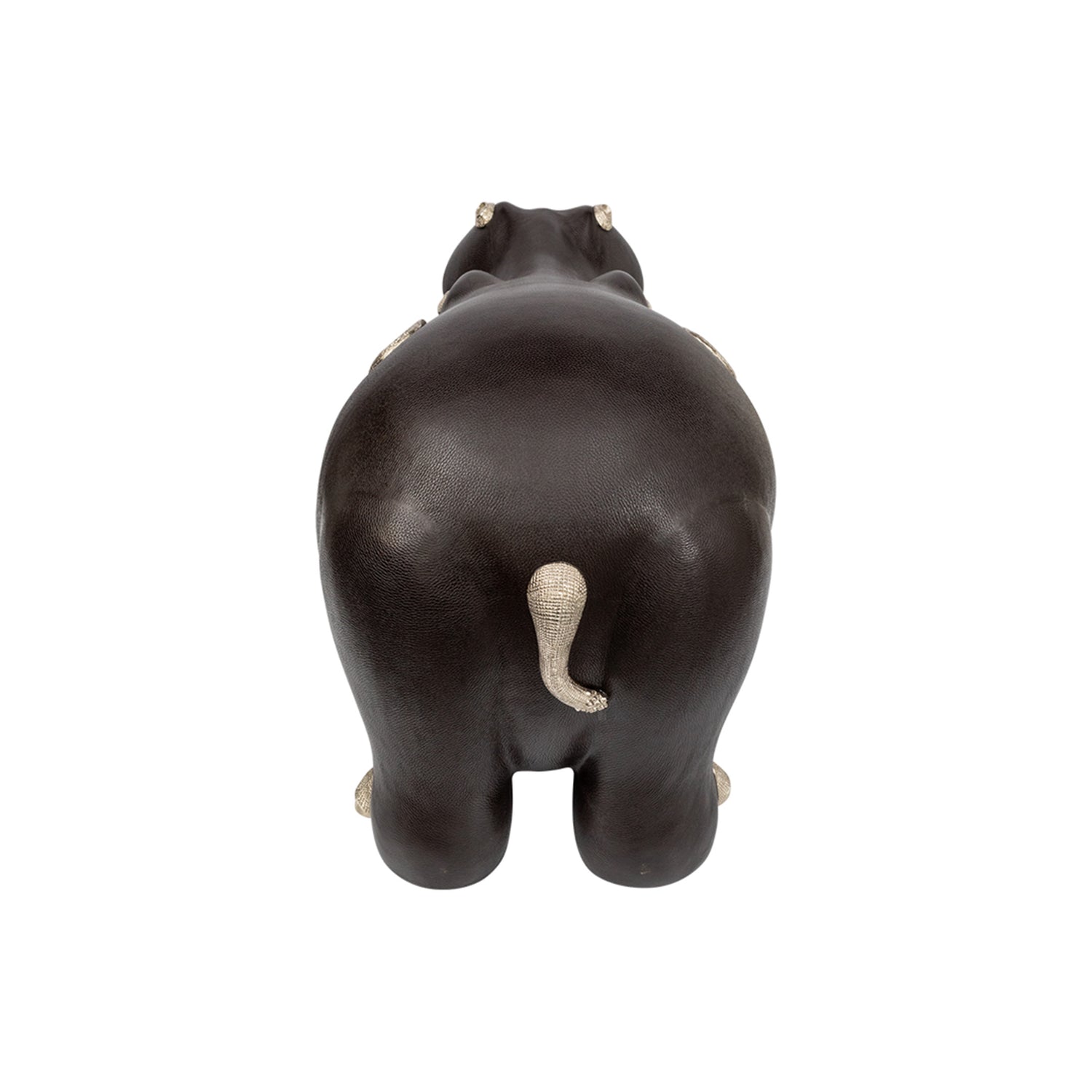 Brown Leather Hippo Stool