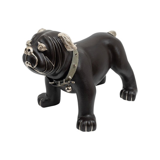 Brown Leather Bulldog Stool