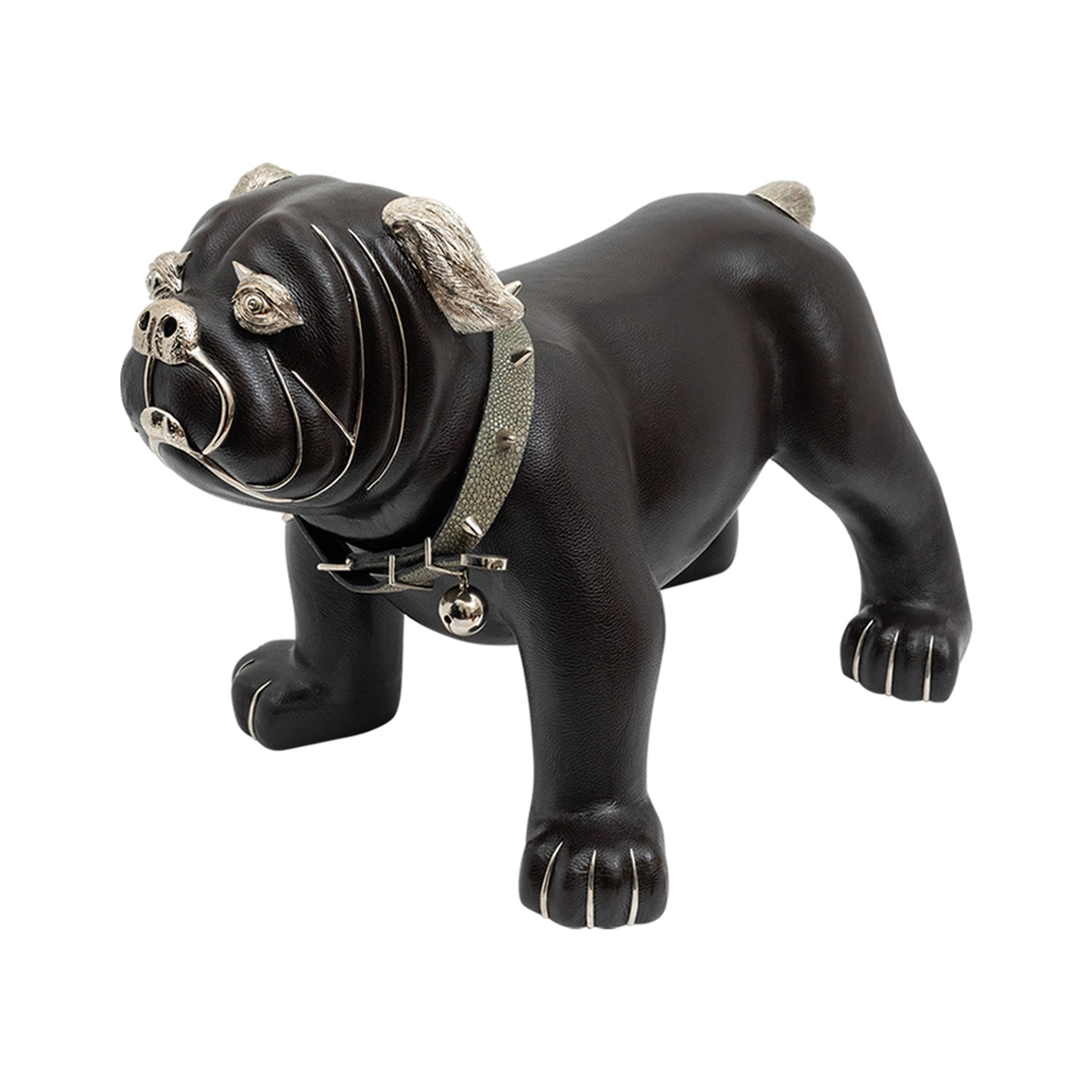 Brown Leather Bulldog Stool