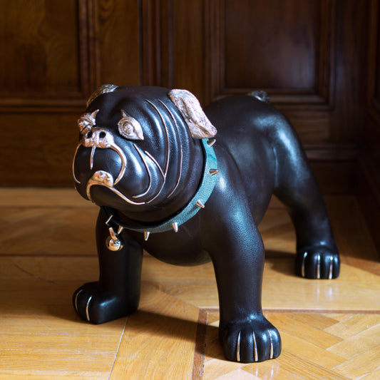 Brown Leather Bulldog Stool