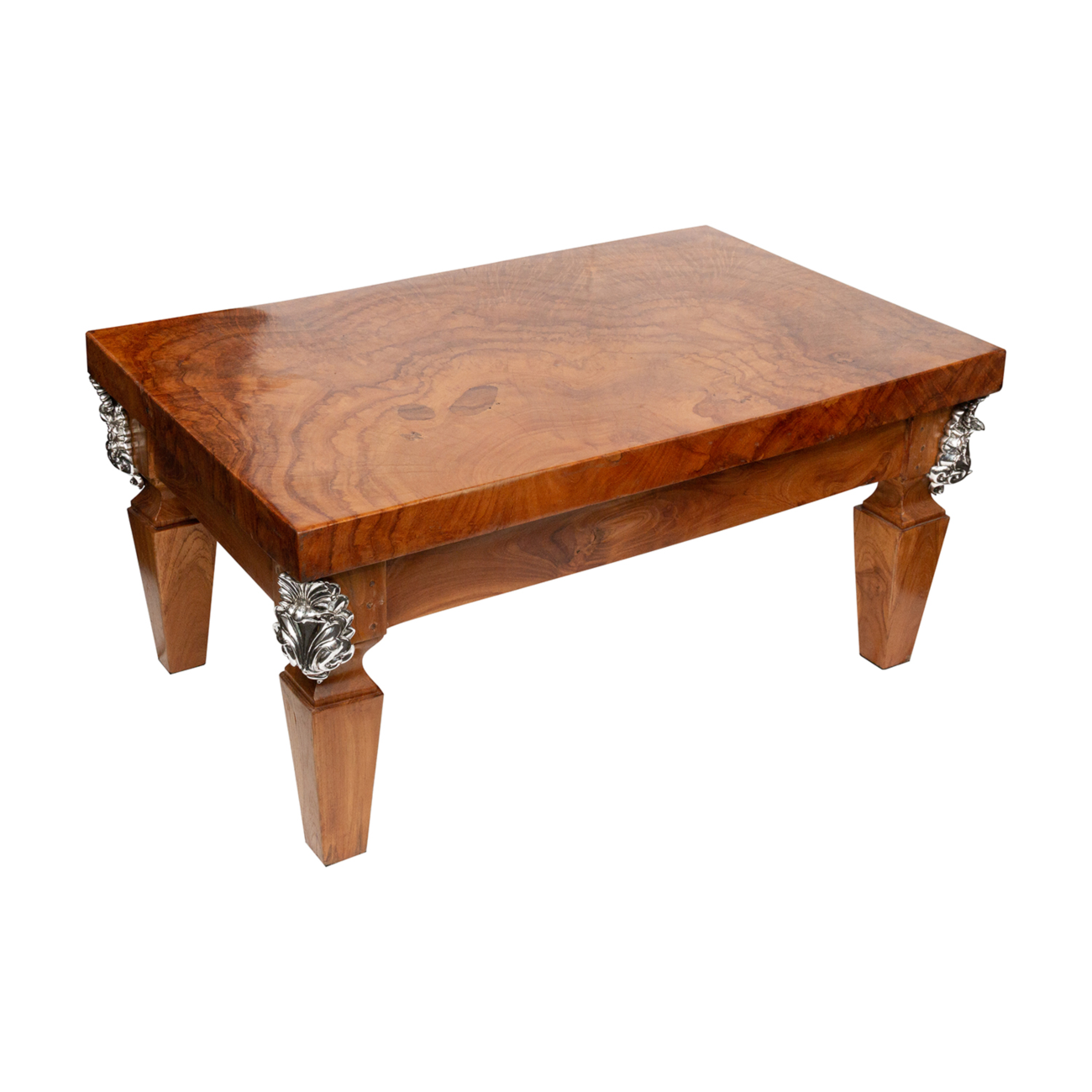 Teak Table with Silver Corners