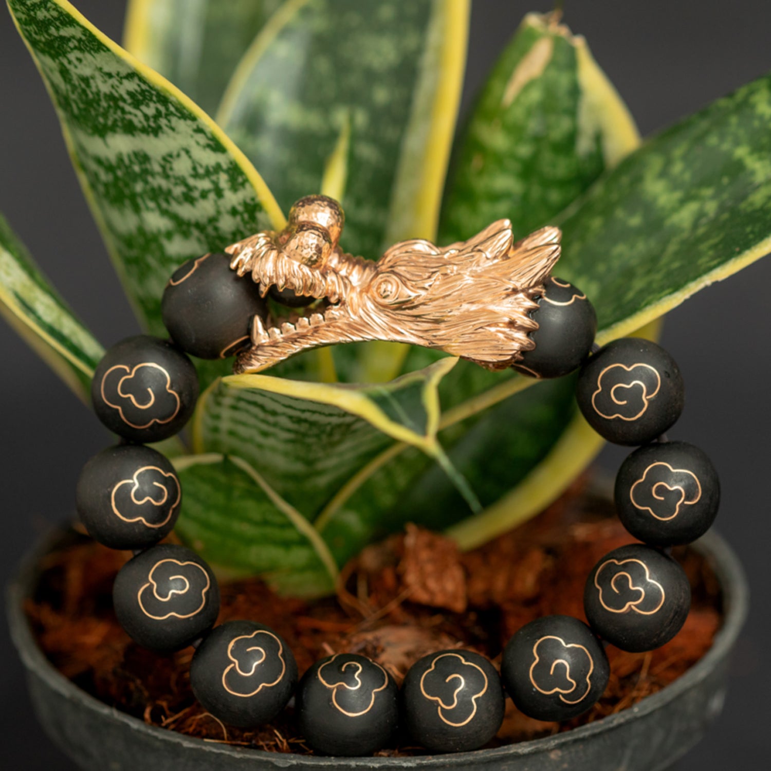 Dragon Bracelet with Gold Inlaid Beads