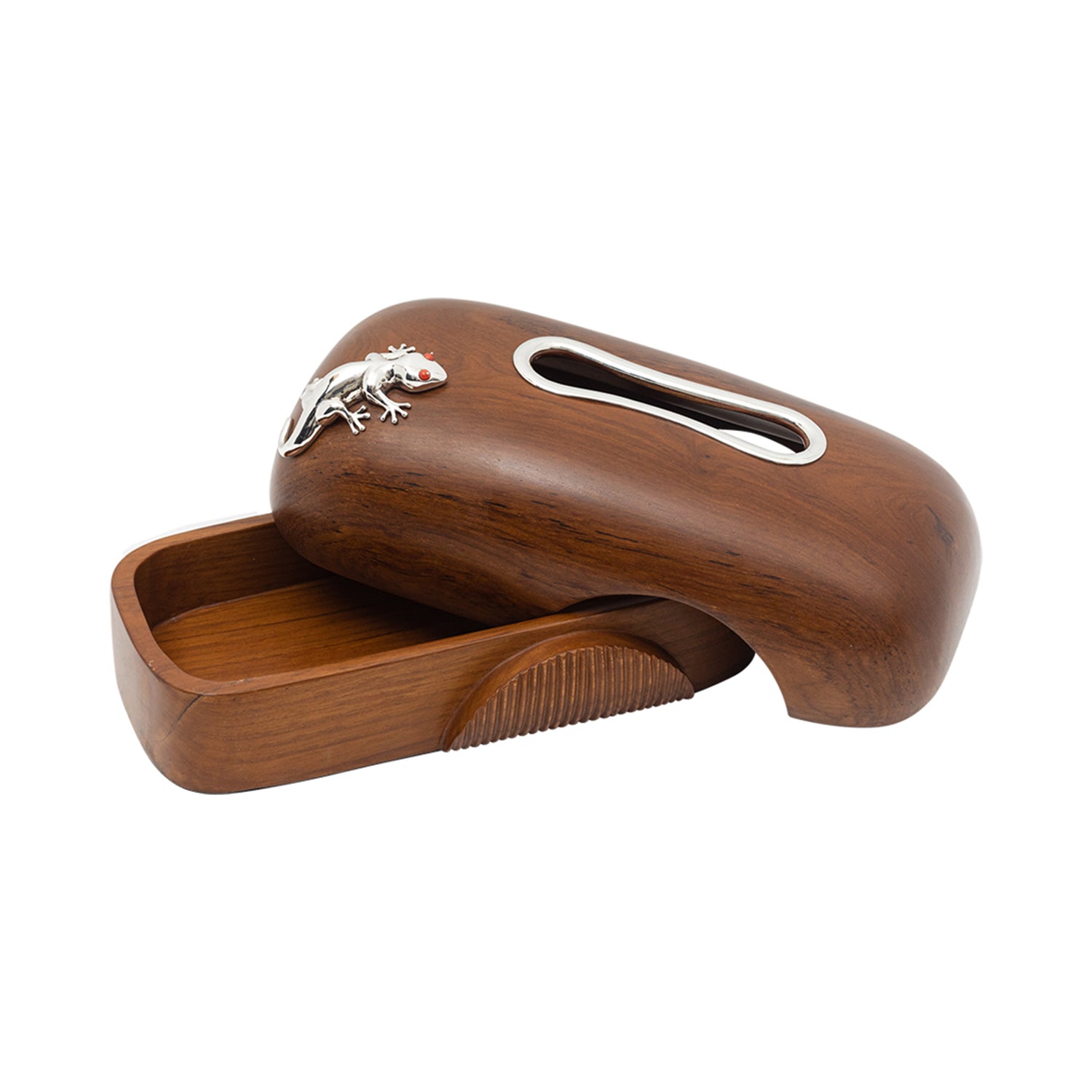 Tissue Box with Silver Lizard