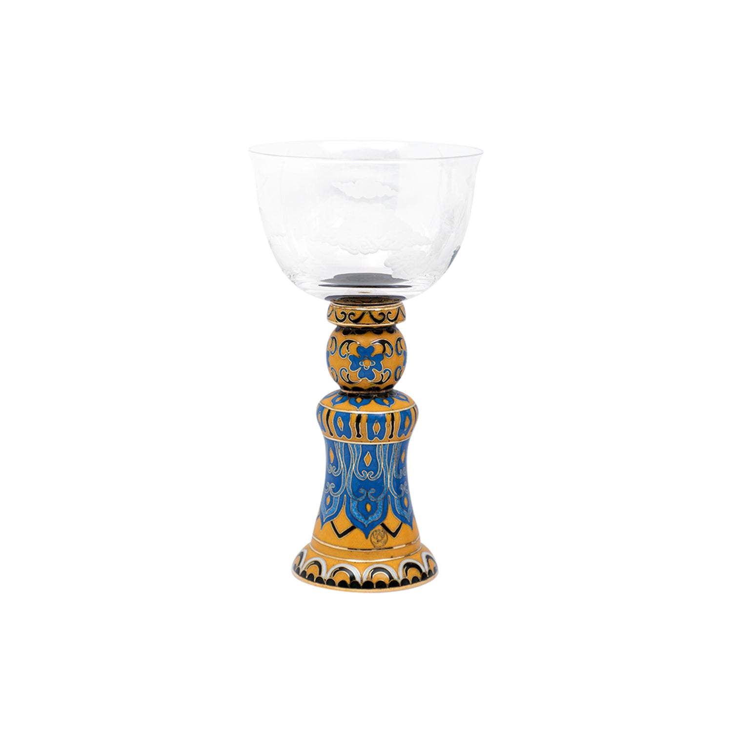 Crystal Goblet set with Chinese Cloisonne base (3pcs/set)